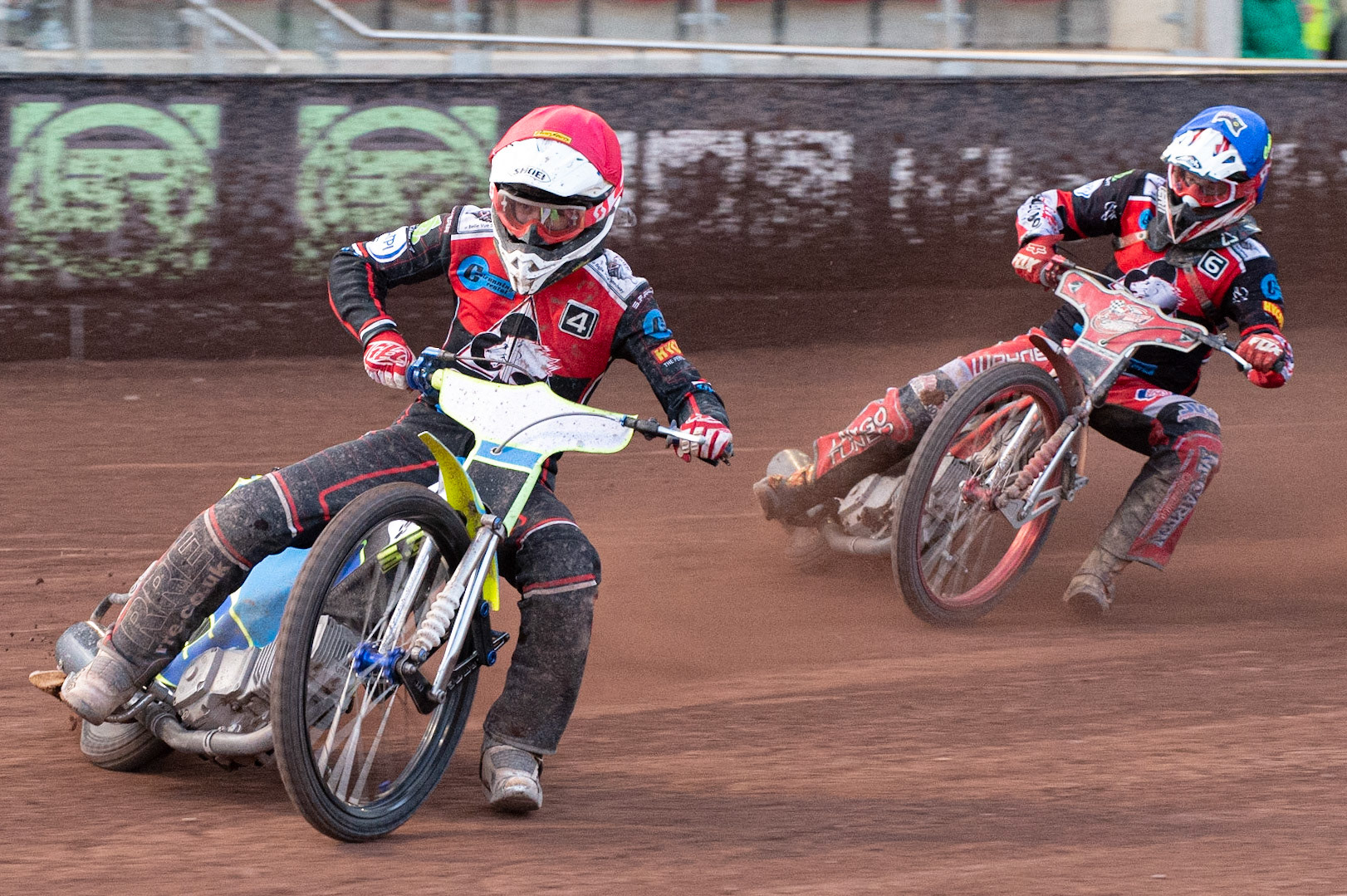 Photo: Ian Charles

Ben Rathbone  (Red) leads team mate Connor Bailey  (Blue)

Belle Vue Colts v Isle Of Wight Warriors, SGB National League KO Cup Quarter Final 1st Leg, Belle Vue National Speedway Stadium, Manchester, Monday 22  July  2019