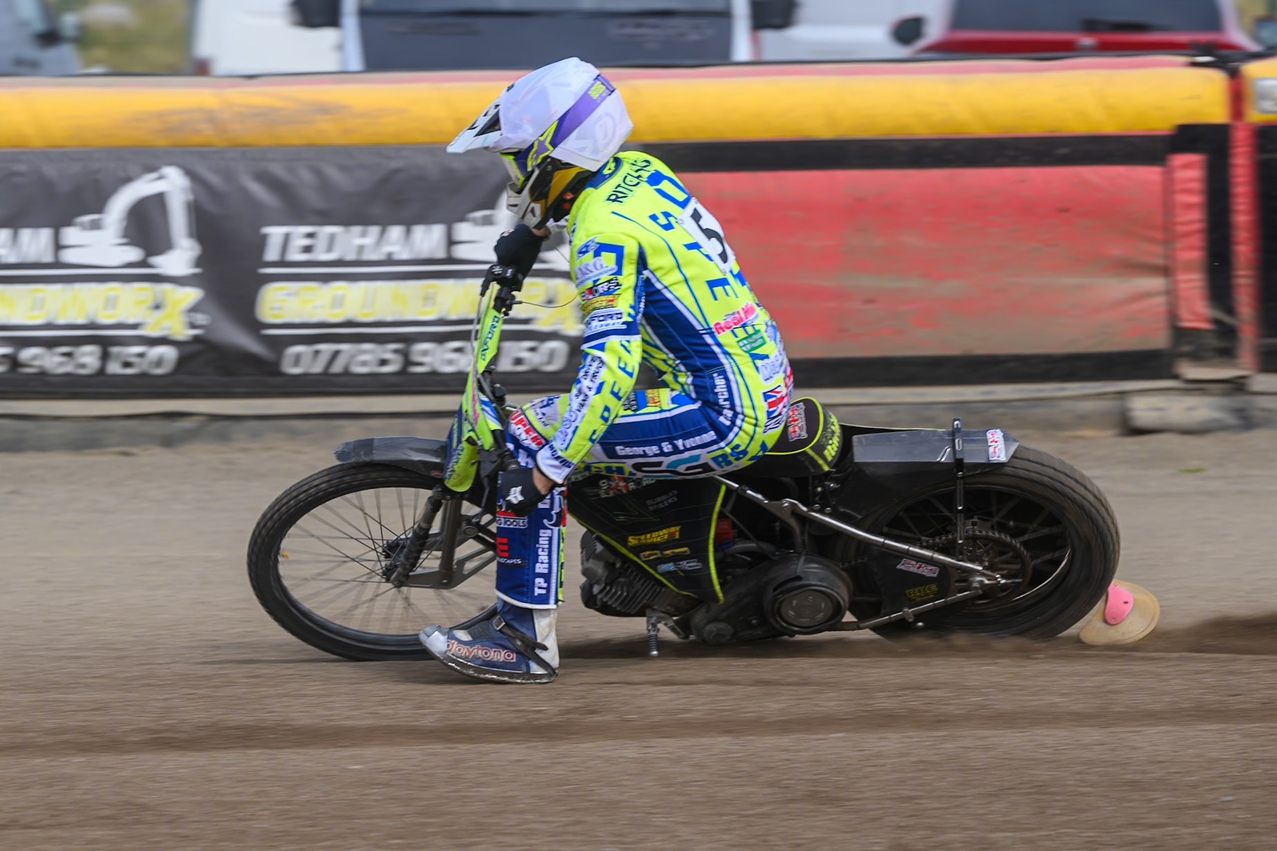 Darryl Ritchings of Oxford Chargers gets out of shape as he hits a rut during the WSRA National Development League match between Buxton Bulls and Oxford Chargers at Hi-Edge Speedway, Buxton on Sunday 2nd August 2026. (Photo: Ian Charles | MI News)