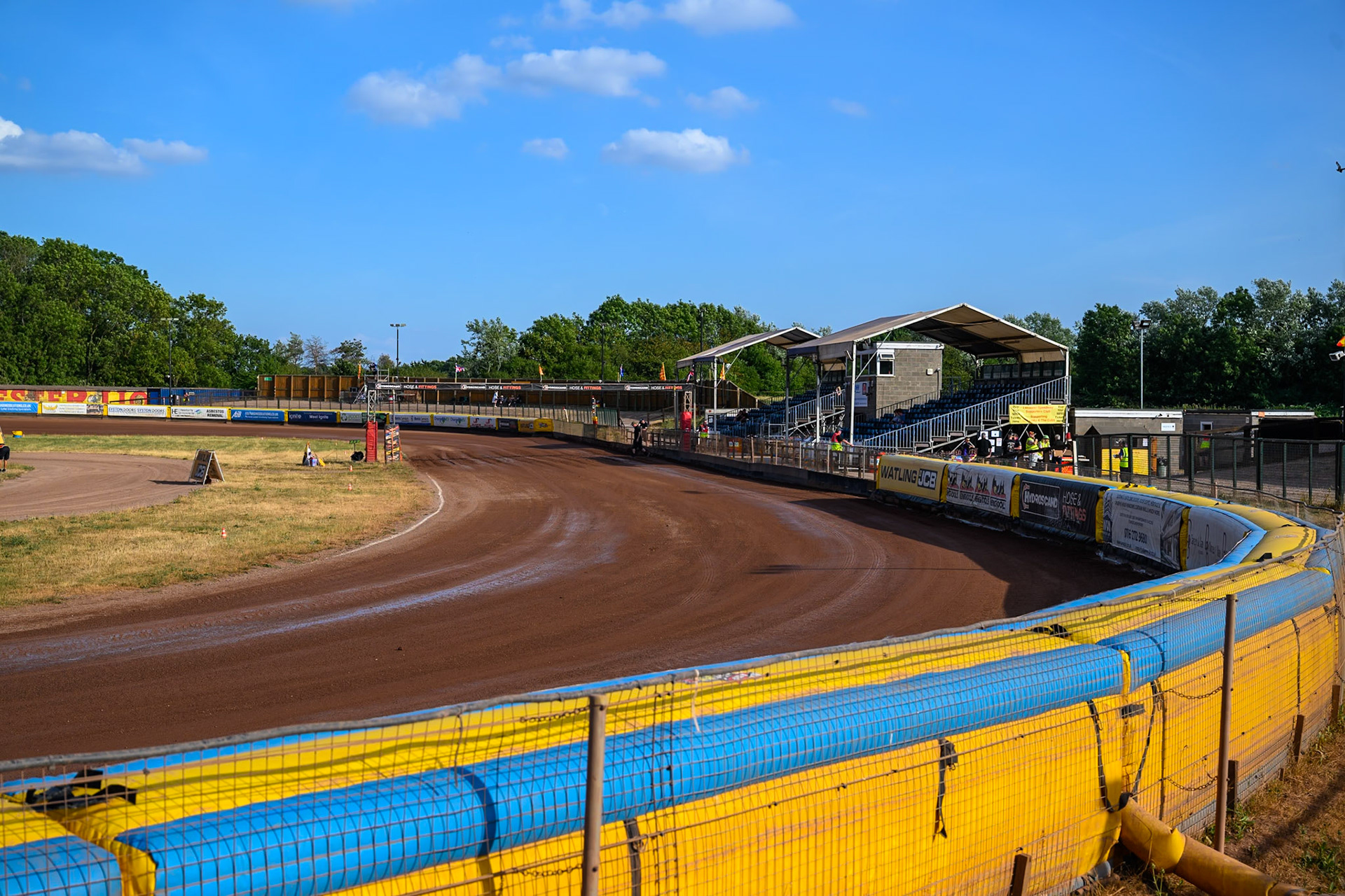 The main straight from the third and fourth turn at the Hydroscan Arena during the Rowe Motor Oil Premiership match between Leicester Lions and Belle Vue Aces at the Hydroscan Arena, Leicester on Thursday 23rd July 2026. (Photo: Ian Charles | MI News)