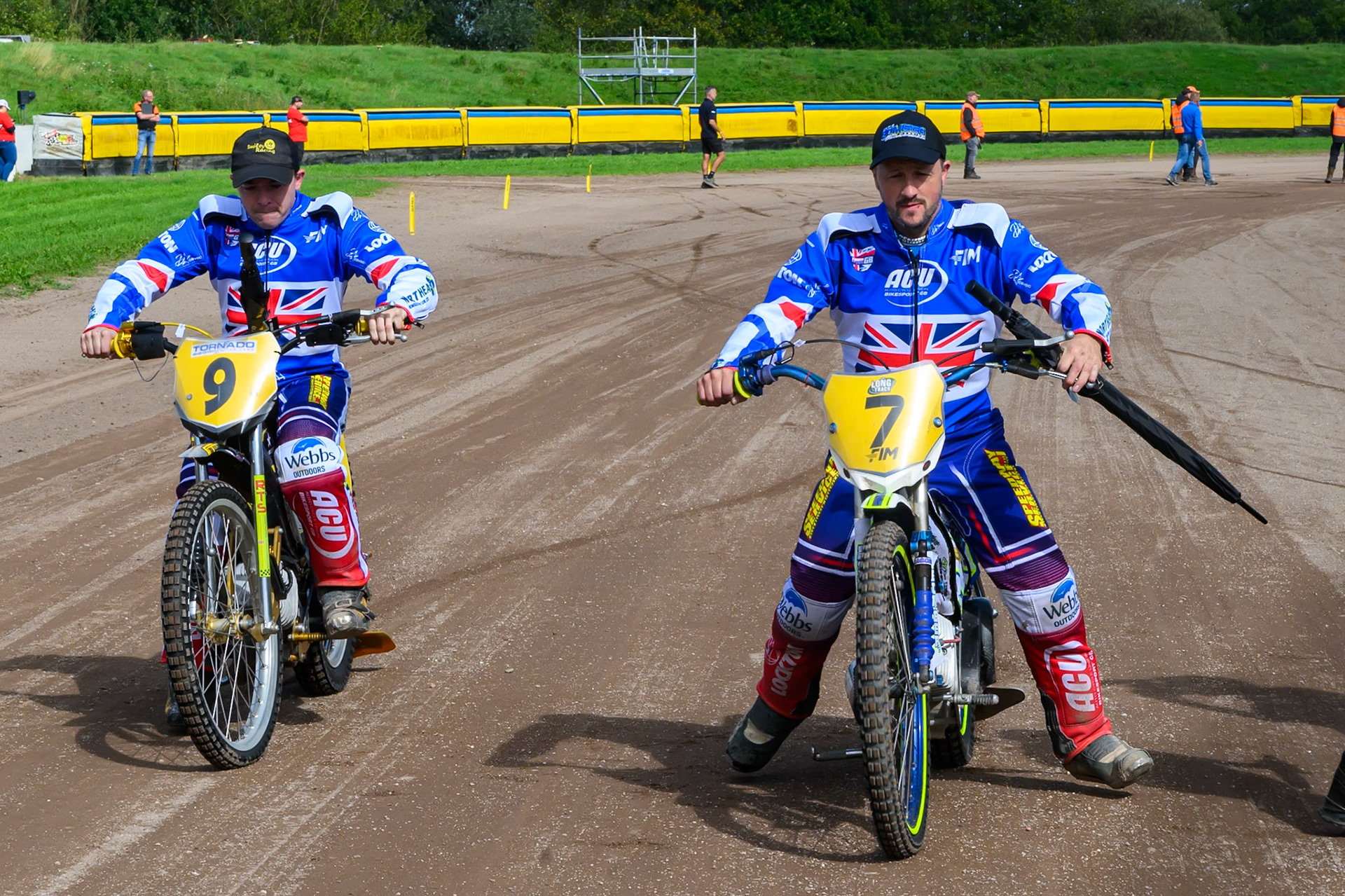 Team GB: James Shanes (9) (Left)  and Chris Harris (7)  during the FIM Long Track of Nations 2026 at the Speed Centre Roden in the Netherlands on Sunday 20th September 2026. (Photo: Ian Charles | MI News)