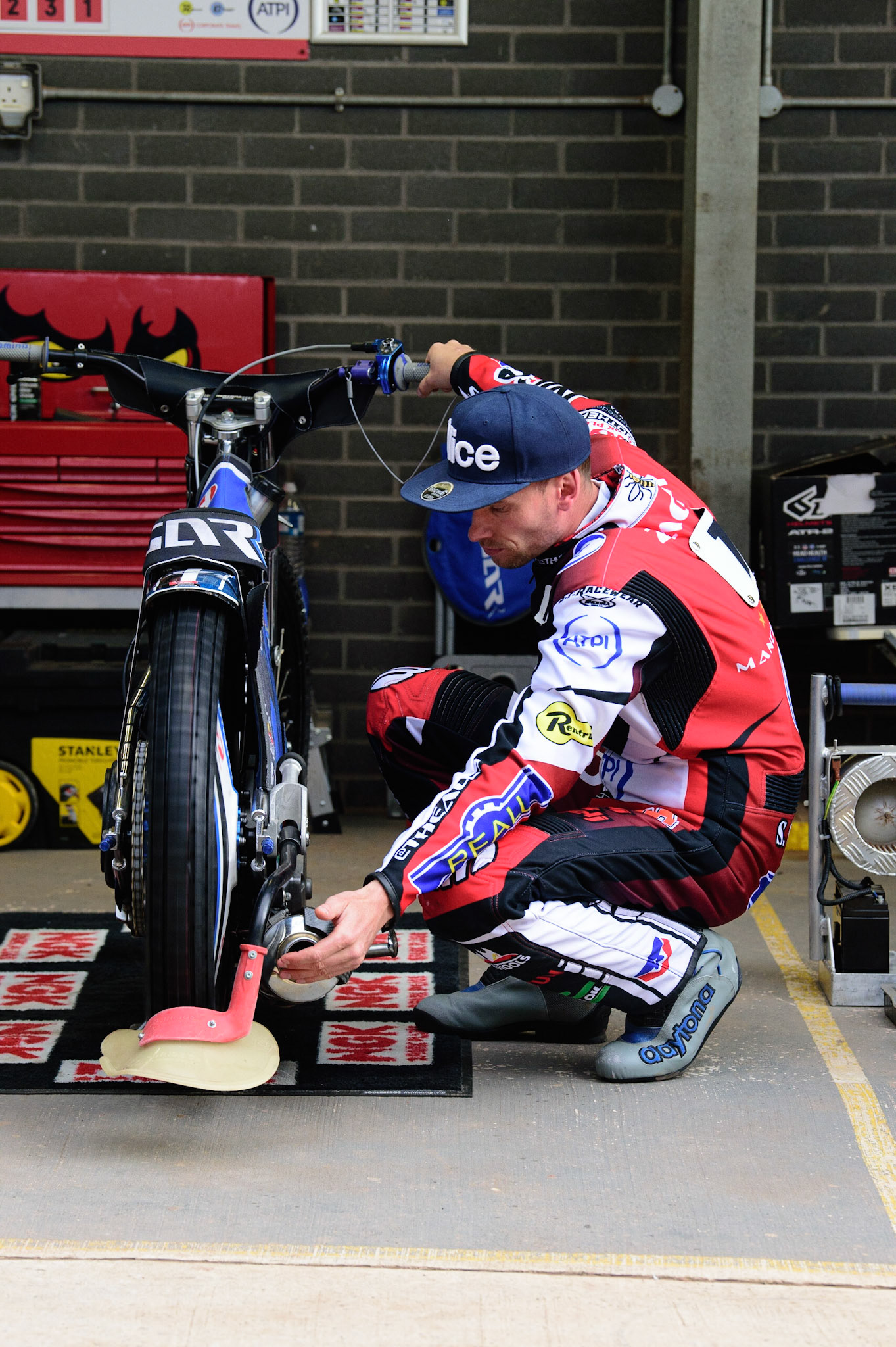 MANCHESTER, UK. JUL 5TH  Matej Zagar  - Belle Vue ATPI Aces  warms up his bike  during the SGB Premiership match between Belle Vue Aces and Sheffield Tigers at the National Speedway Stadium, Manchester on Tuesday 5th July 2022. (Credit: Ian Charles | MI News)