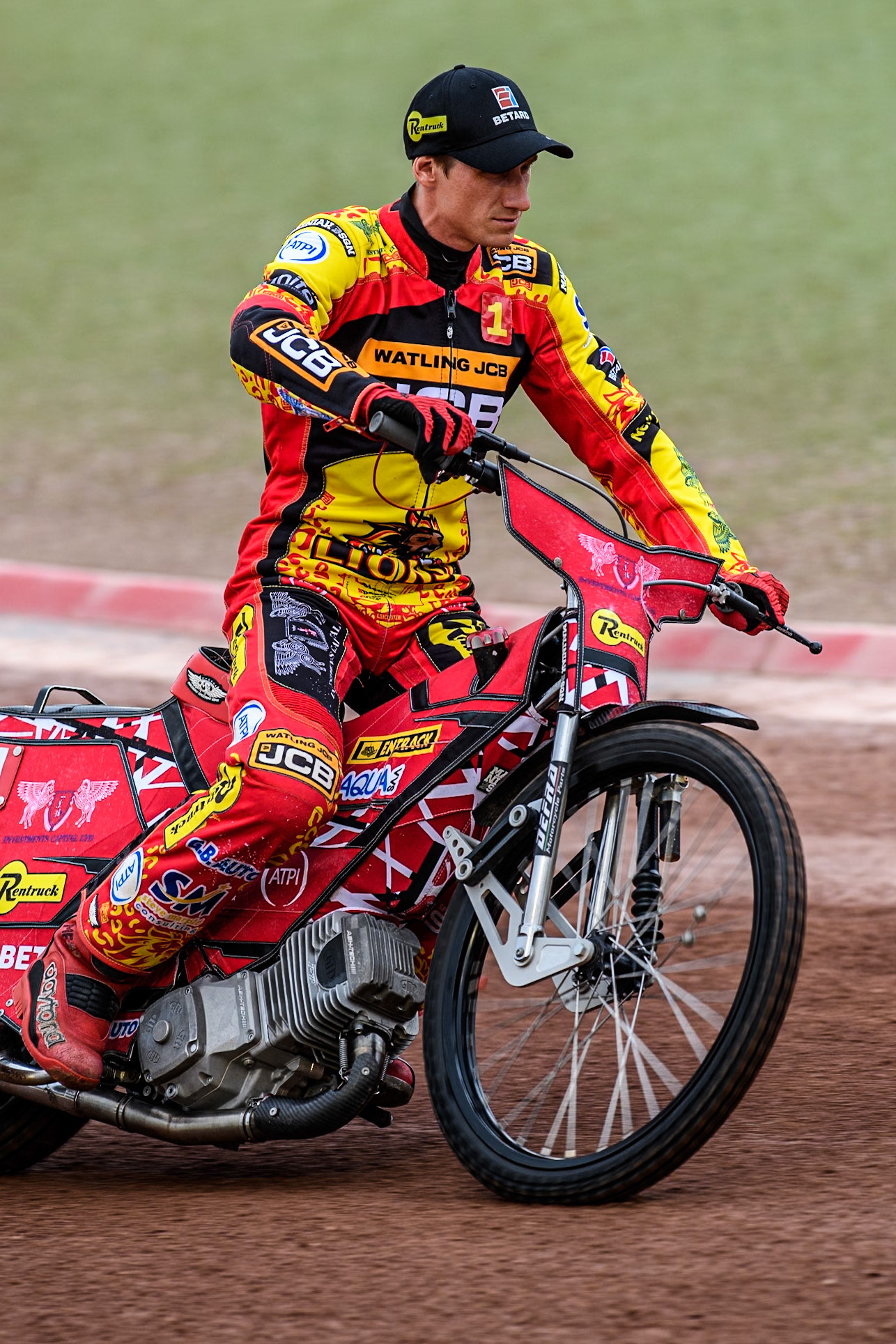 Leicester Lions' Max Fricke on the parade during the Rowe Motor Oil Premiership match between Belle Vue Aces and Leicester Lions at the National Speedway Stadium, Manchester on Monday 24th June 2024. (Photo: Ian Charles | MI News)