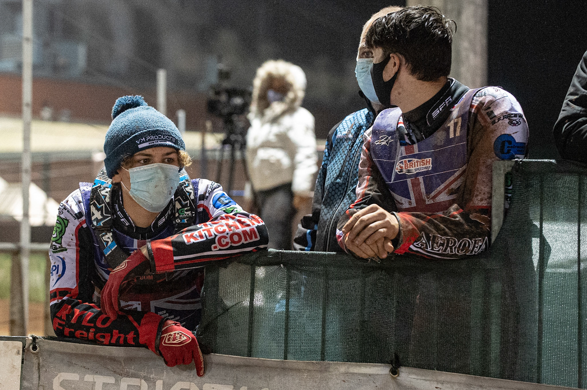 Photo: Ian CharlesReserves Harry McGurk  (left) and Ben Woodhull  in the riders viewing areaSports Insure British Speedway Championship Final, National Speedway Stadium, Manchester Monday  28  September  2020