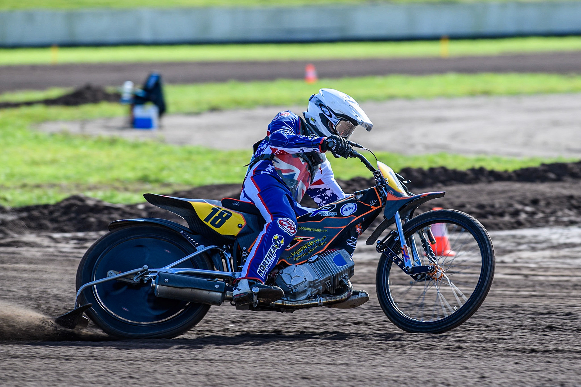 Zach Wajtknecht (Great Britain) practices  during the FIM Long Track Of Nations event at the Speed Centre Roden on Sunday 24th September 2023. (Photo: Ian Charles | MI News)