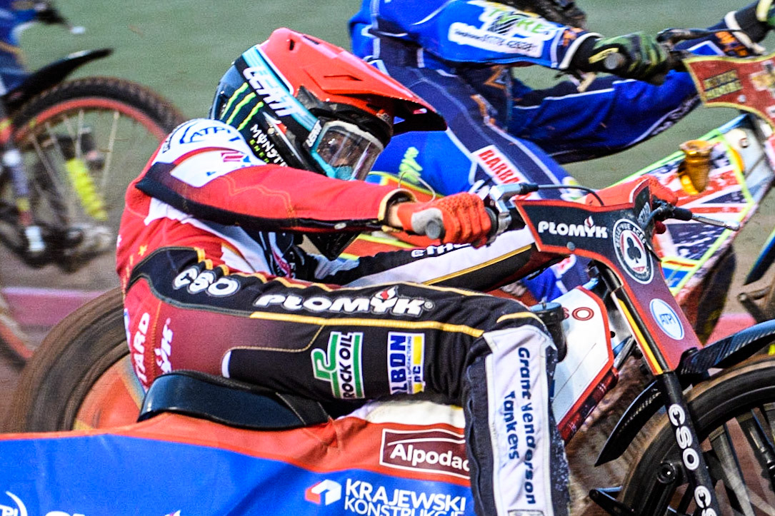 Dan Bewley in action for Belle Vue ATPI Aces during the Sports Insure Premiership match between Belle Vue Aces and King's Lynn Stars at the National Speedway Stadium, Manchester on Monday 21st August 2023. (Photo: Ian Charles | MI News)