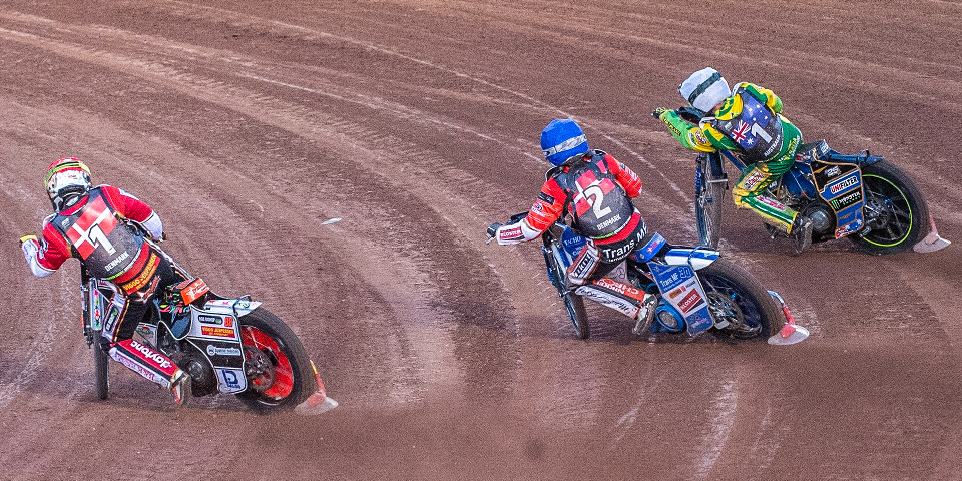 Photo: Ian Charles

Niels-Kristian Iversen (Red) and Leon Madsen (Blue) inside Chris Holder (White)

Monster Energy FIM Speedway Of Nations, Race Off 2, Belle Vue National Speedway Stadium, Manchester 7 May  2019