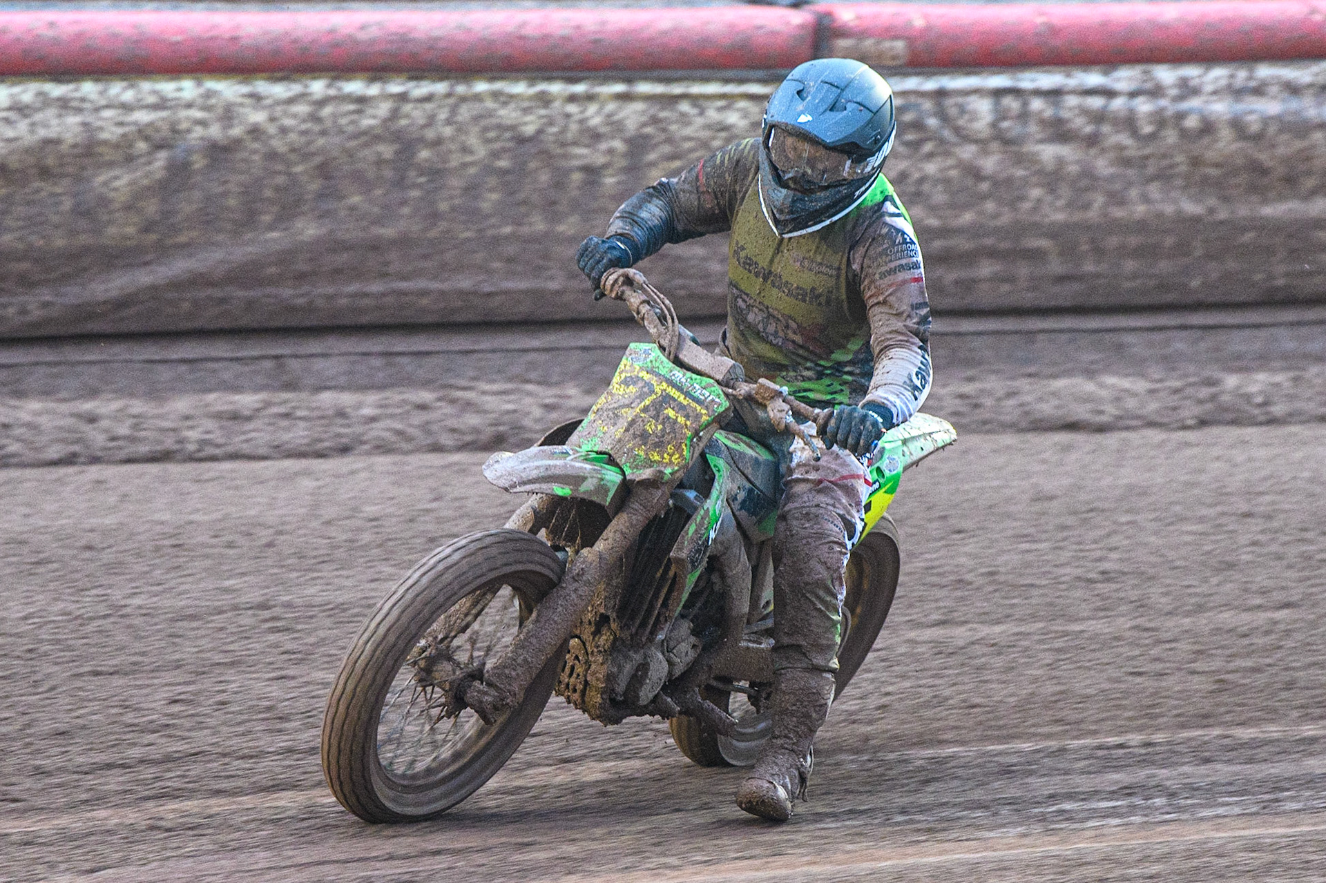 Klaus Mayr (25) from Austria in action  during the FIM World Flat Track Championship Round 1 at the National Speedway Stadium, Manchester on Saturday 5th August 2023. (Photo: Ian Charles | MI News)