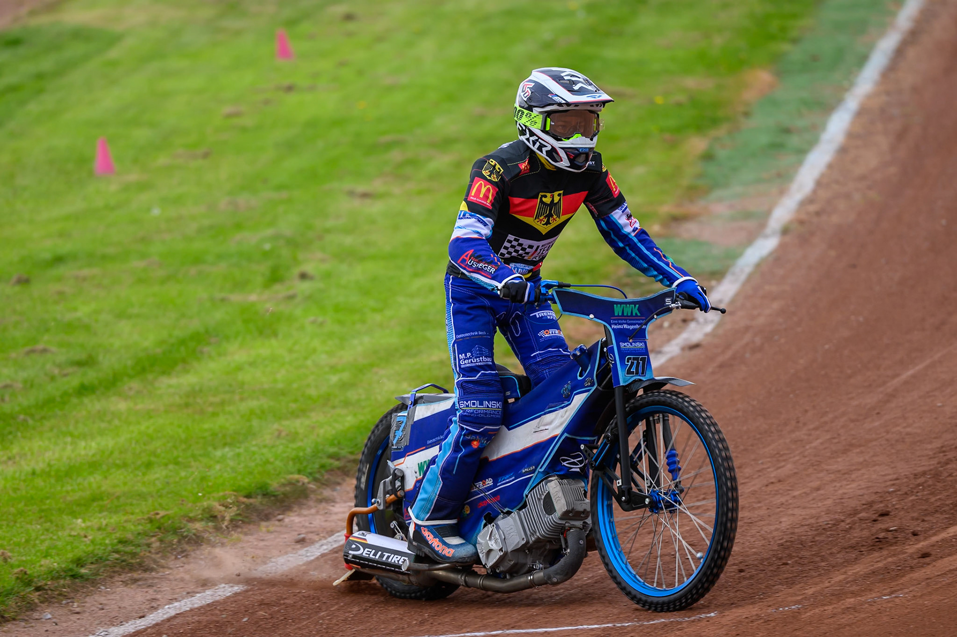 Mario Hausl of Germany during practice for  the Speedway GP Qualifying Round 3 at Allied Ashfield Stadium, Glasgow on Saturday 30th May 2026. (Photo: Ian Charles | MI News)
