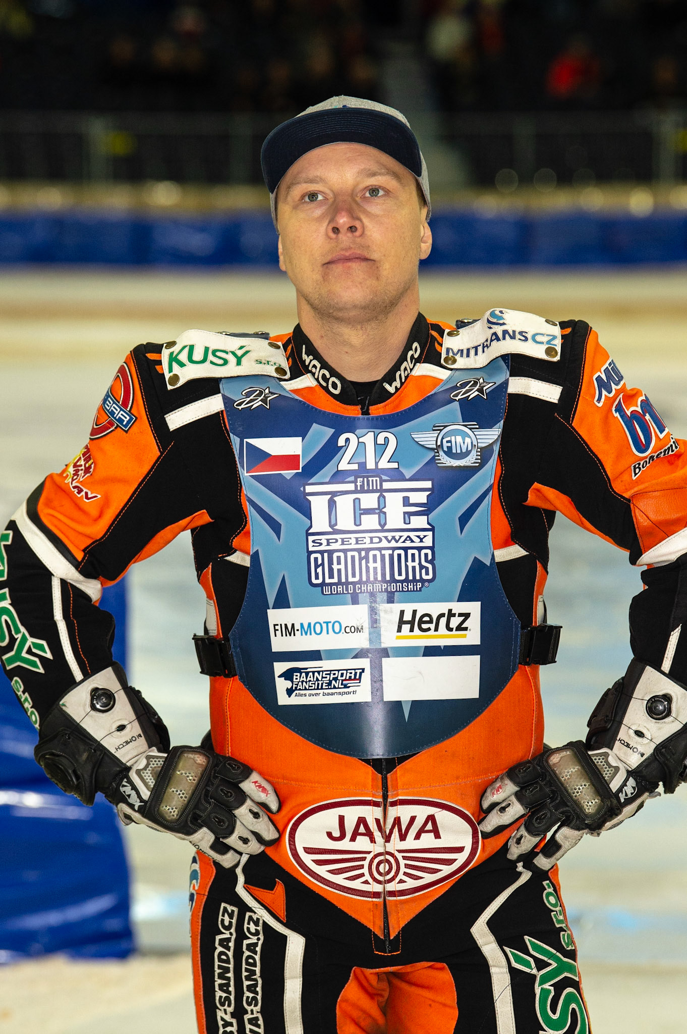 HEERENVEEN, NL. Lukas Hutla (212) (Czech Republic) during the FIM Ice Speedway Gladiators World Championship Final 3 at Ice Rink Thialf, Heerenveen on Saturday  2 April 2022. (Credit: Ian Charles | MI News)