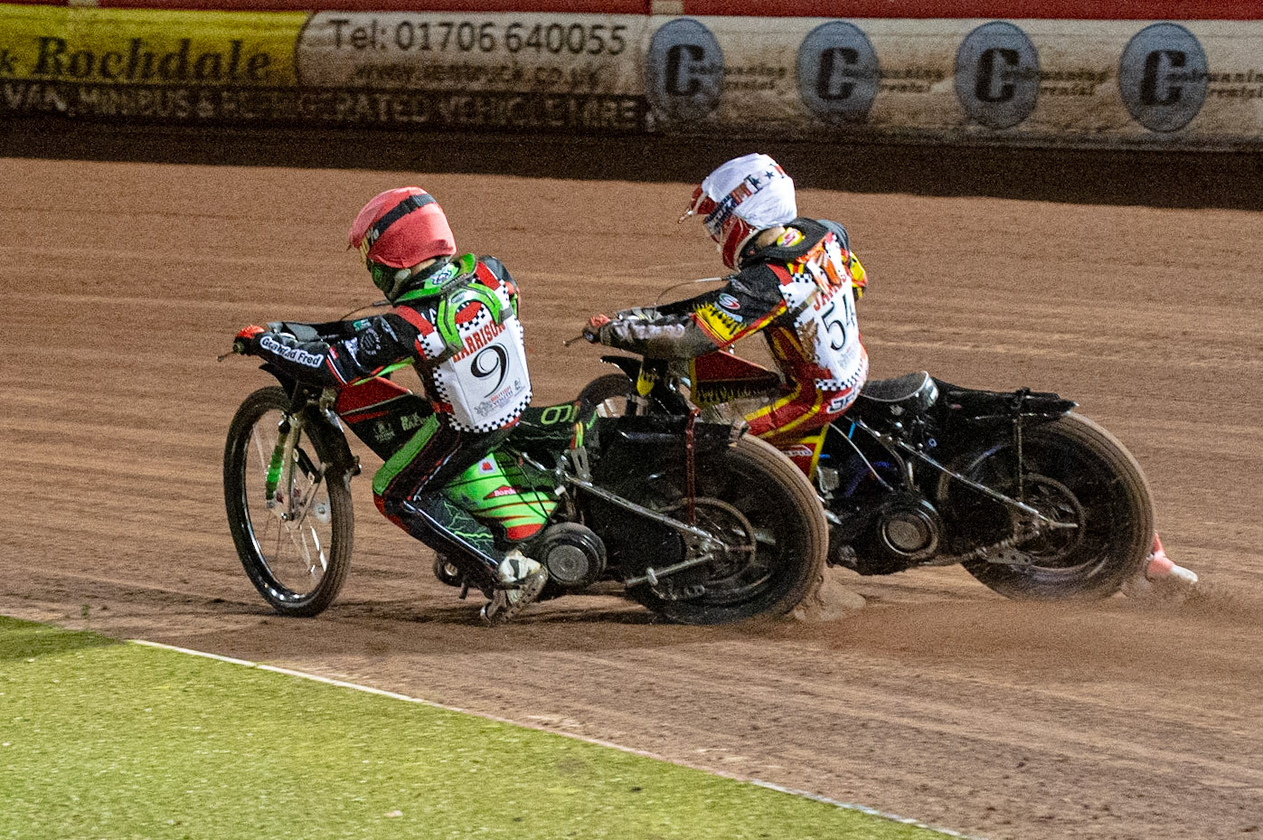 Photo: Ian CharlesLuke Harrison (Red) and Max James (White) take part in a run off to decide the overall winner of the 250cc Series after finishing on equal pointsBritish Youth Speedway Championship (Round 5), National Speedway Stadium, Manchester Saturday  10  October  2020