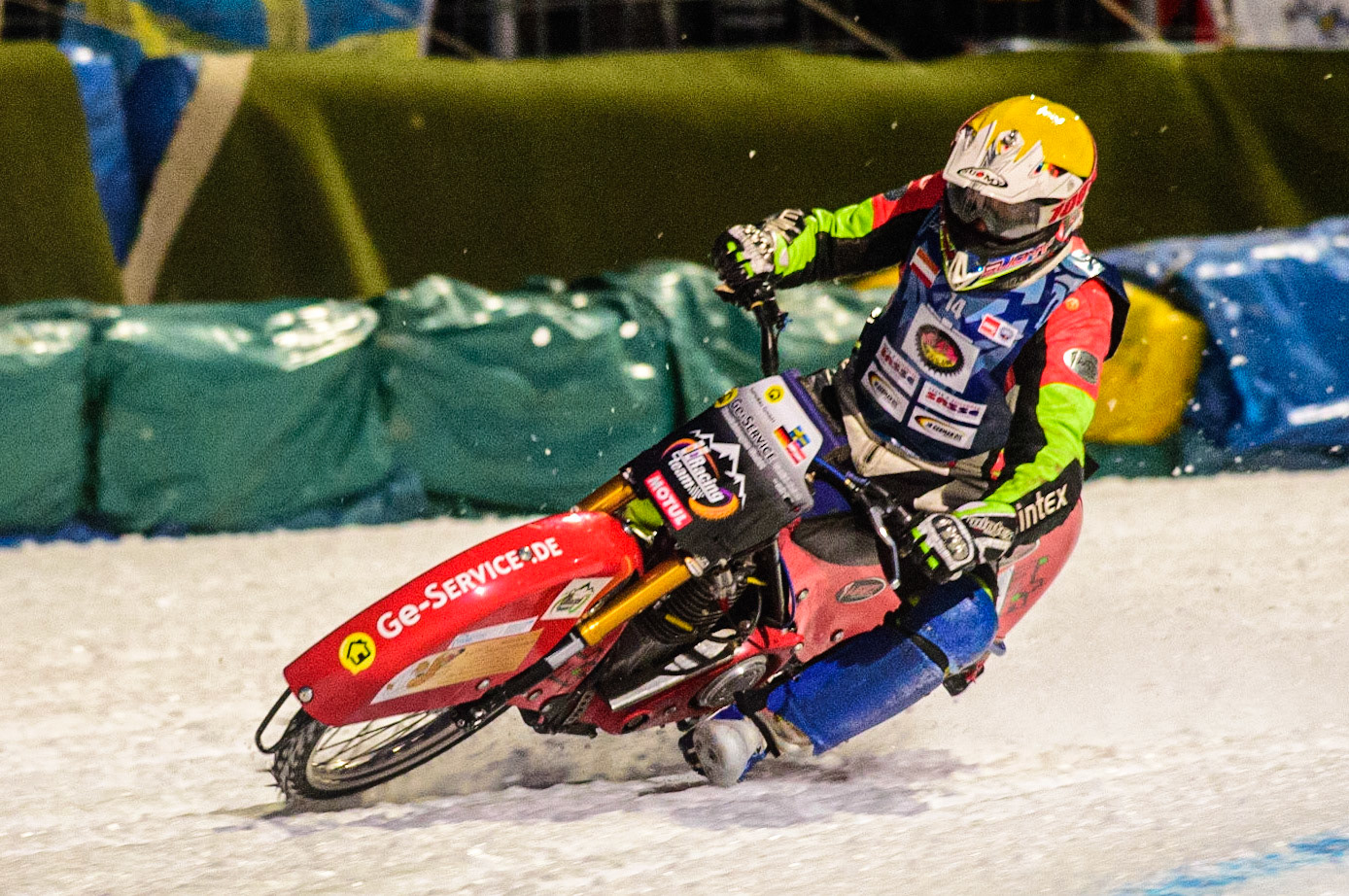 Harald Simon in action during the German Individual Ice Speedway Championship at Horst-Dohm-Eisstadion, Berlin on Friday 3rd March 2023. (Photo: Ian Charles | MI News)