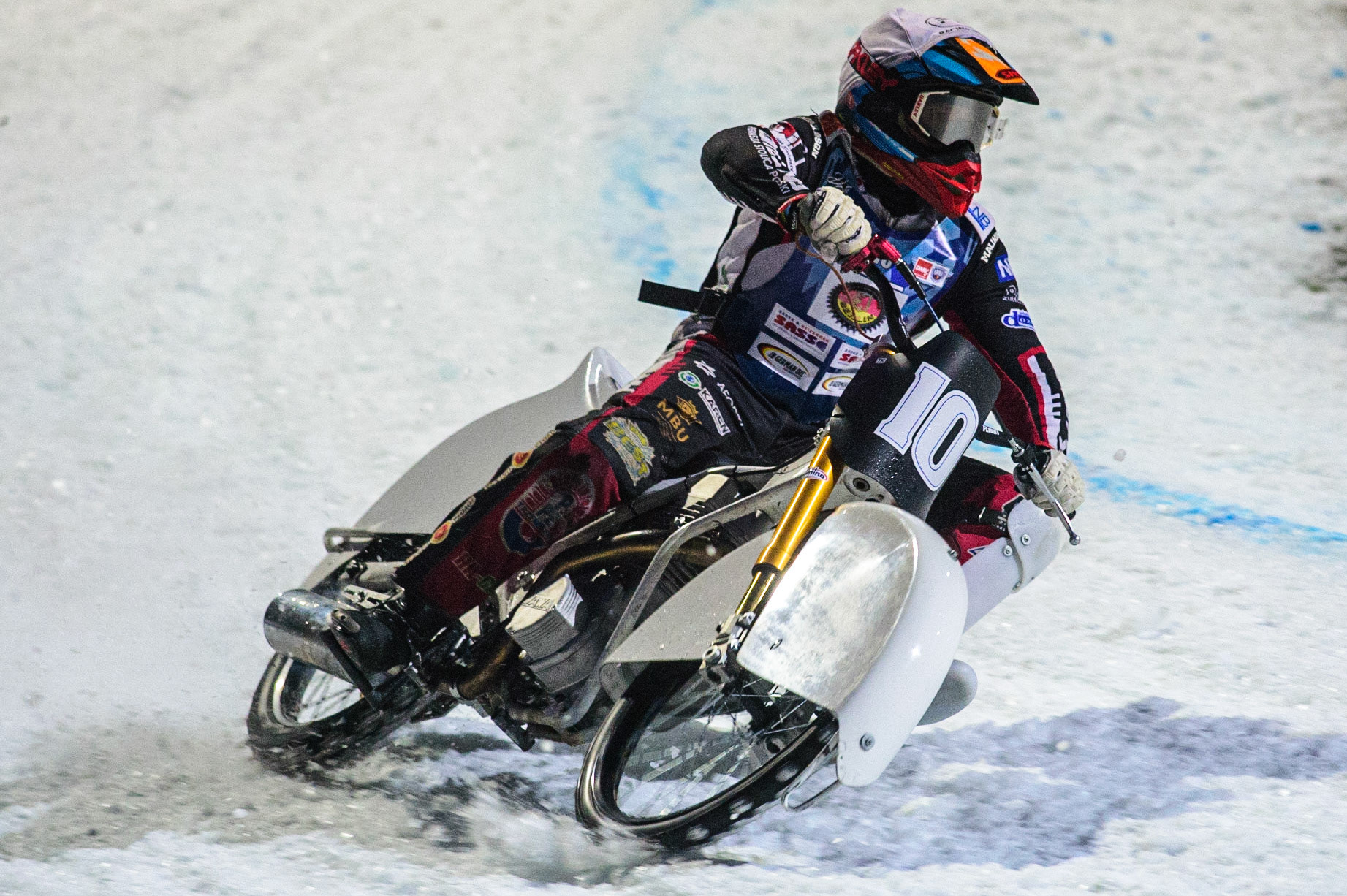 Topi Mustonen in action during the German Individual Ice Speedway Championship at Horst-Dohm-Eisstadion, Berlin on Friday 3rd March 2023. (Photo: Ian Charles | MI News)