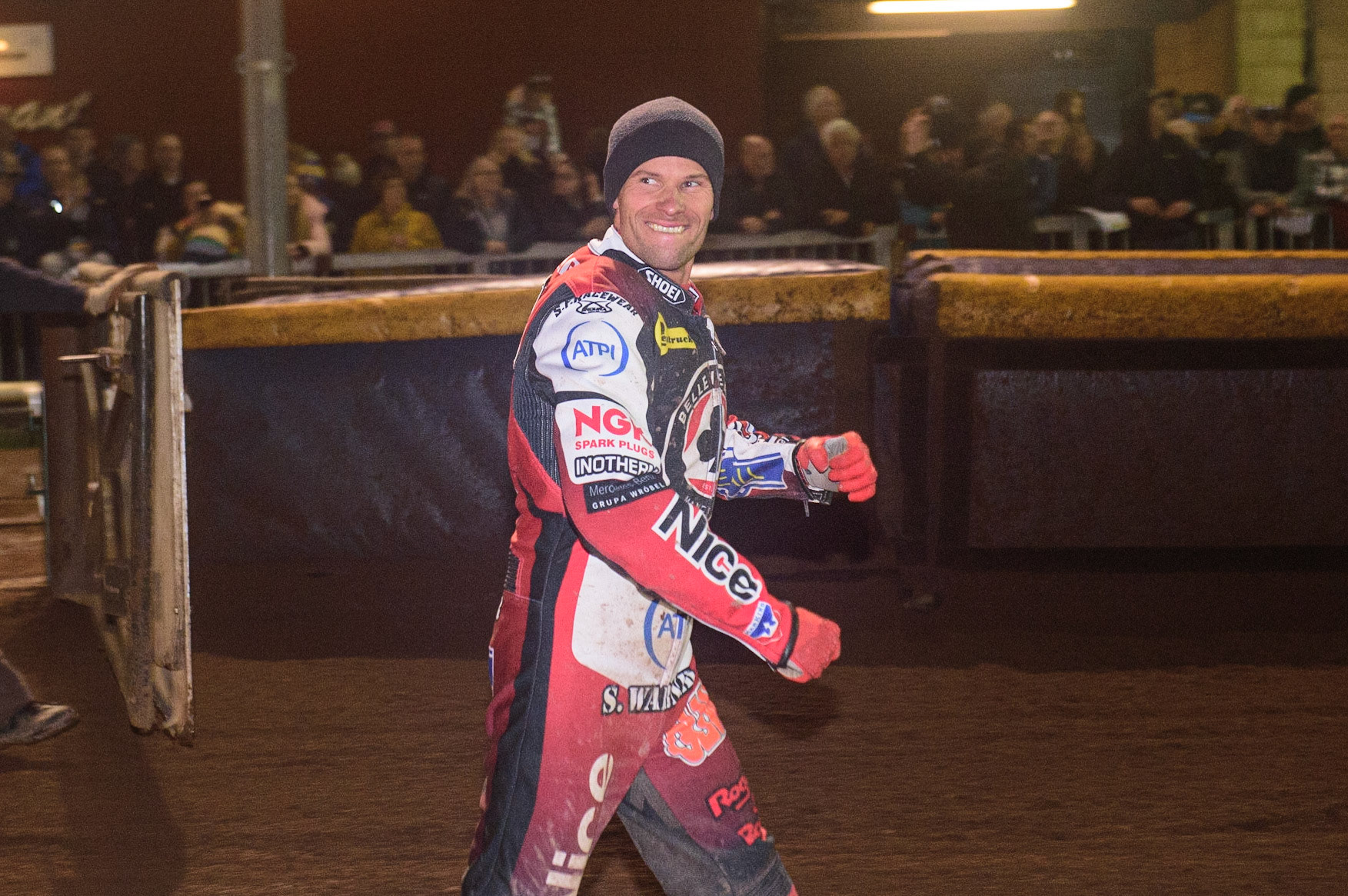 Matej Zagar  starts the celebrations during the SGB Premiership Grand Final 2nd Leg between Sheffield Tigers and Belle Vue Aces at Owlerton Stadium, Sheffield on Thursday 13th October 2022. (Credit: Ian Charles | MI News)