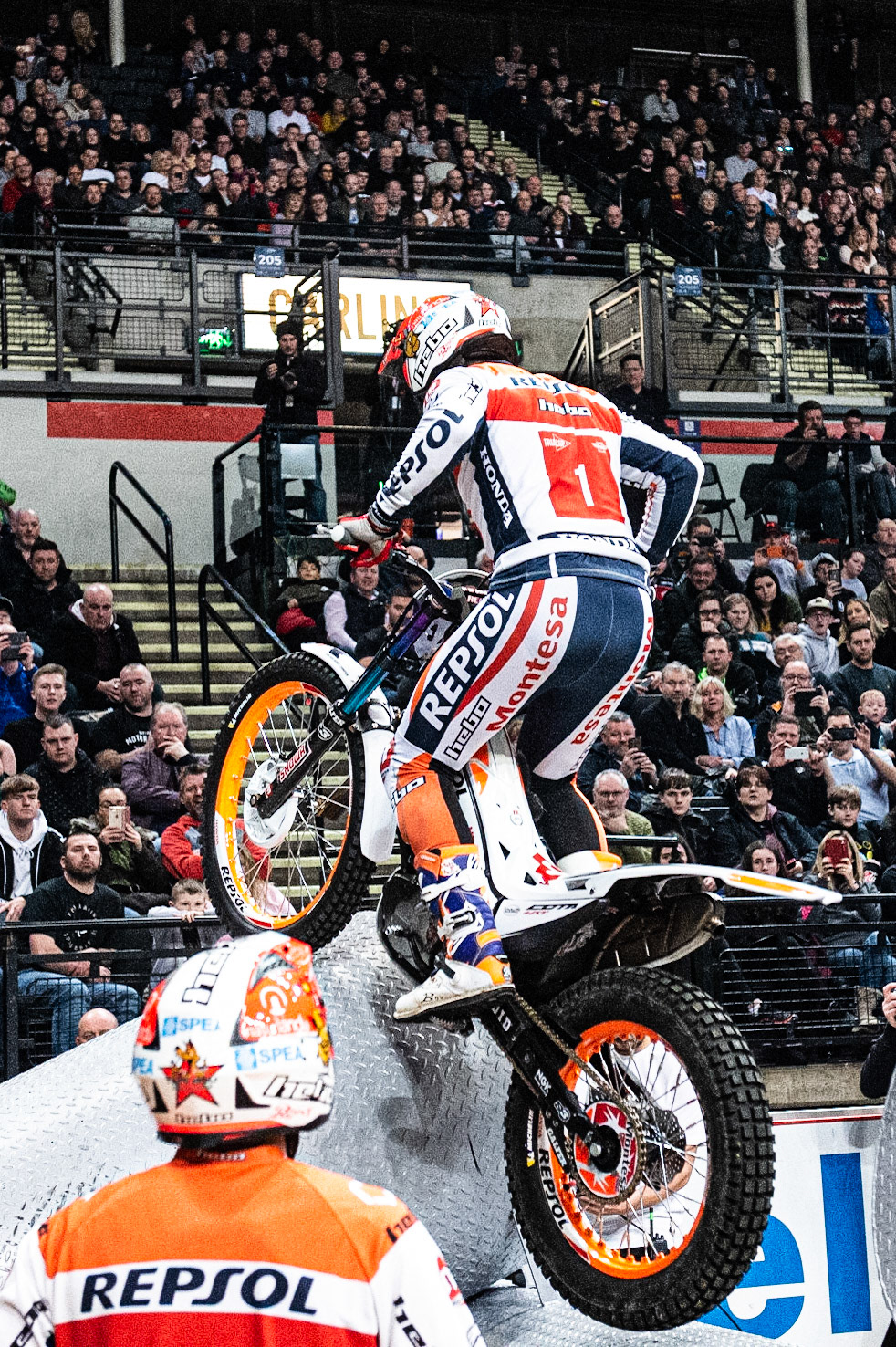 SHEFFIELD, ENGLAND  - DECEMBER 28TH  Tony Bou, Spain (Montessa) on section 3  during the 25th Anniversary Sheffield Indoor Trial at the FlyDSA Arena, Sheffield on Saturday 28th December 2019. (Credit: Ian Charles | MI News)