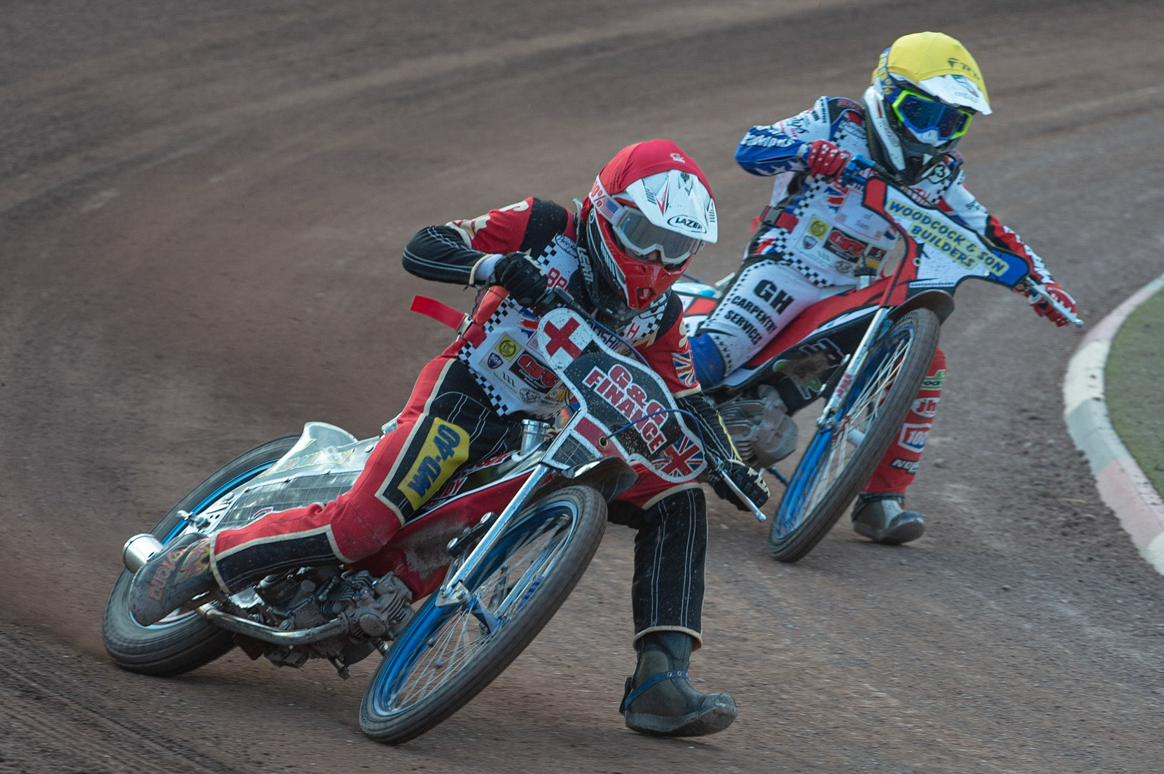Photo: Ian Charles

Jack Shimelt (Red) outside Charlie Wood (Yellow)

Summer Speed Saturday & British Youth Speedway Championship Round 5, National Speedway Stadium, Manchester, Saturday 22 June 2019