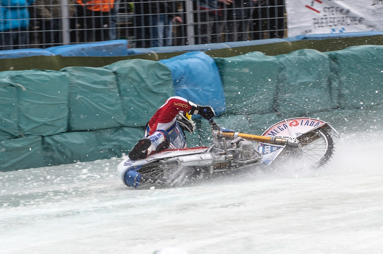 Photo: Ian Charles

Nikita Toloknov (383) spins out on the wet ice

FIM Ice Speedway Gladiators World Championship, Final 3.2, Horst-Dohm Eisstadion, Berlin, Germany Sunday  3  March  2019