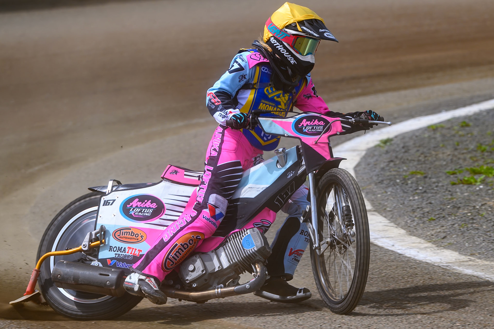 Anika Loftus of Edinburgh Monarchs Academy in action during the WSRA National Development League match between Buxton Bulls and Edinburgh Monarchs Academy at Hi-Edge Speedway, Buxton on Sunday 14th June 2026. (Photo: Ian Charles | MI News)