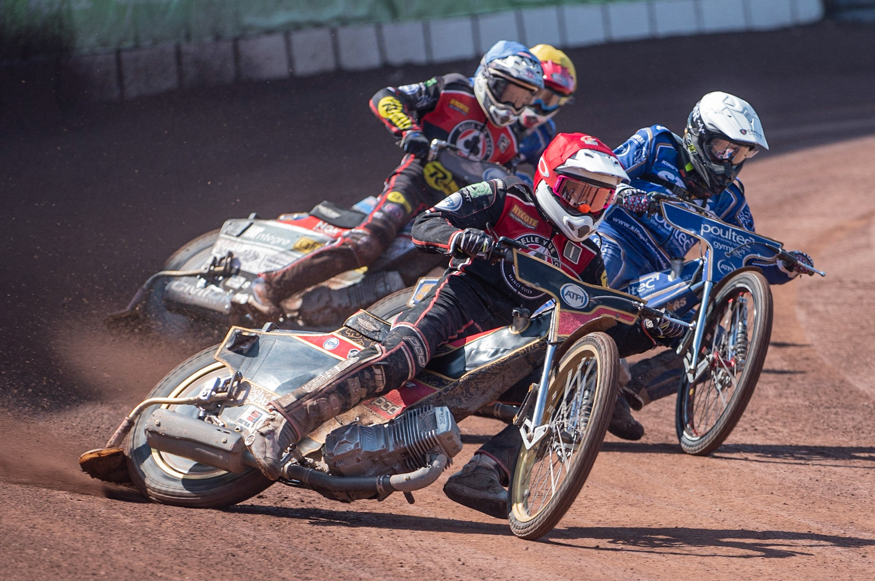 Photo: Ian Charles

Belle Vue Aces  Max Fricke (Red) leads Craig Cook  (White), Steve Worrall  (Blue) and Lewis Kerr (Yellow)

Belle Vue Aces v Kings Lynn Stars, British Speedway Premiership, Belle Vue National Speedway Stadium, Manchester, Monday 26  August  2019
