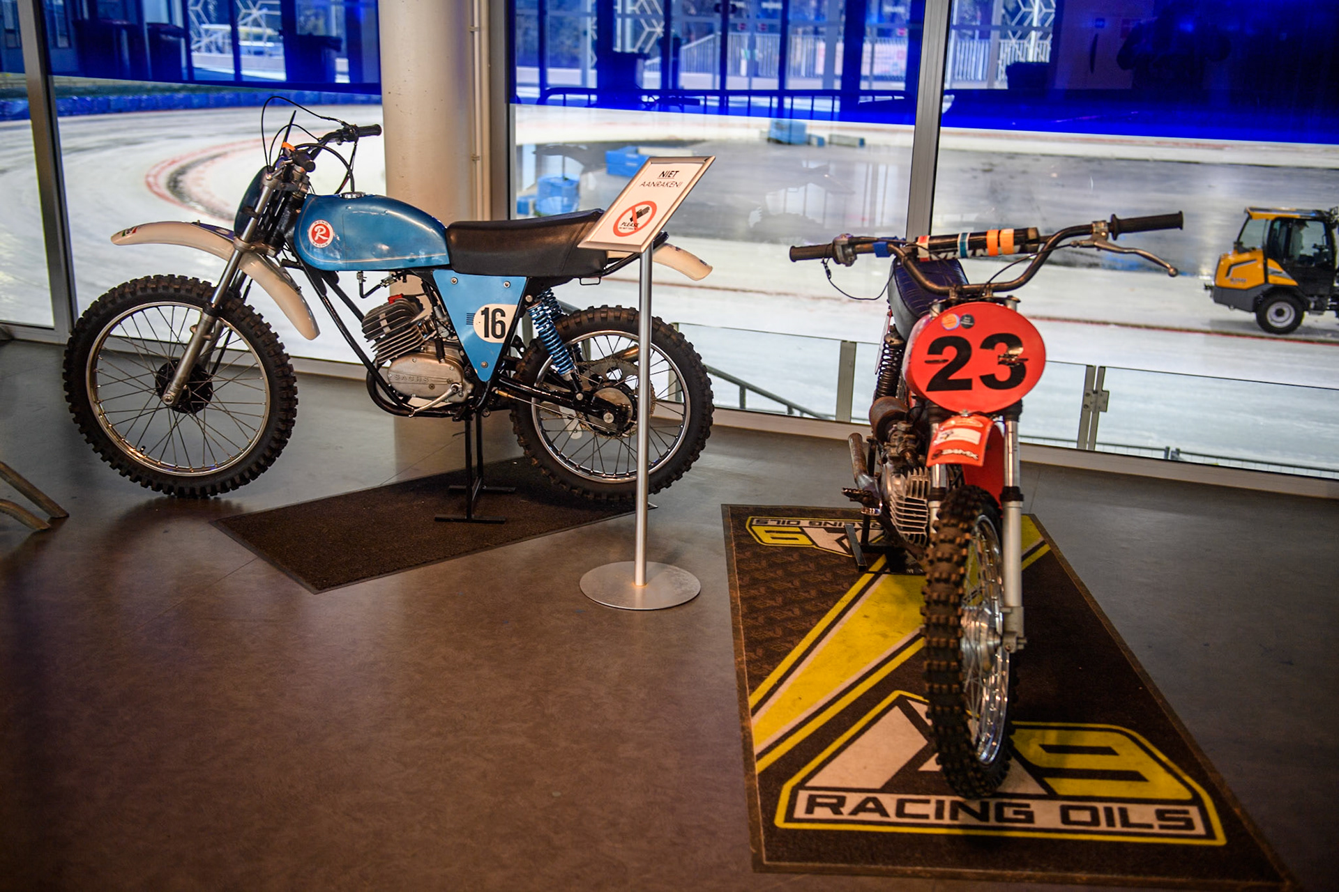 50cc Grasstrack bikes display during the FIM Ice Speedway Gladiators World Championship, Final 4 at the Ice Stadium, Thialf, Heerenveen on Sunday 6th April 2025. (Photo: Ian Charles | MI News)