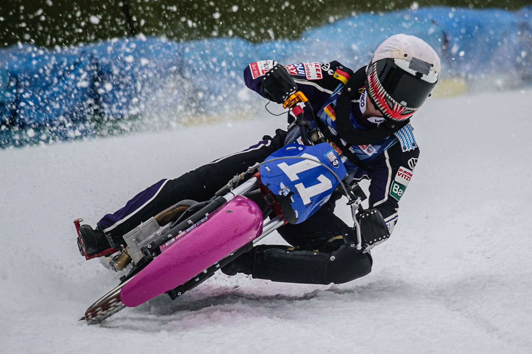 Benedikt Monn practices  during the German Individual Ice Speedway Championship at Horst-Dohm-Eisstadion, Berlin on Friday 3rd March 2023. (Photo: Ian Charles | MI News)
