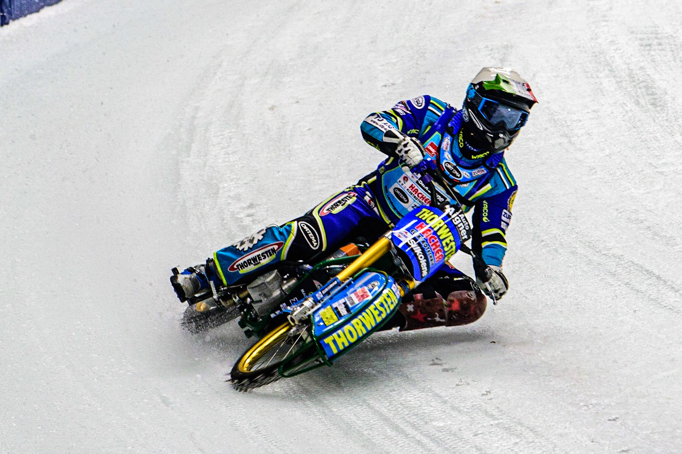 Günther Bauer takes his final competitive ride during the Race of Legends at the Max-Aicher-Arena, Inzell on Friday 17th March 2023. (Photo: Ian Charles | MI News)
