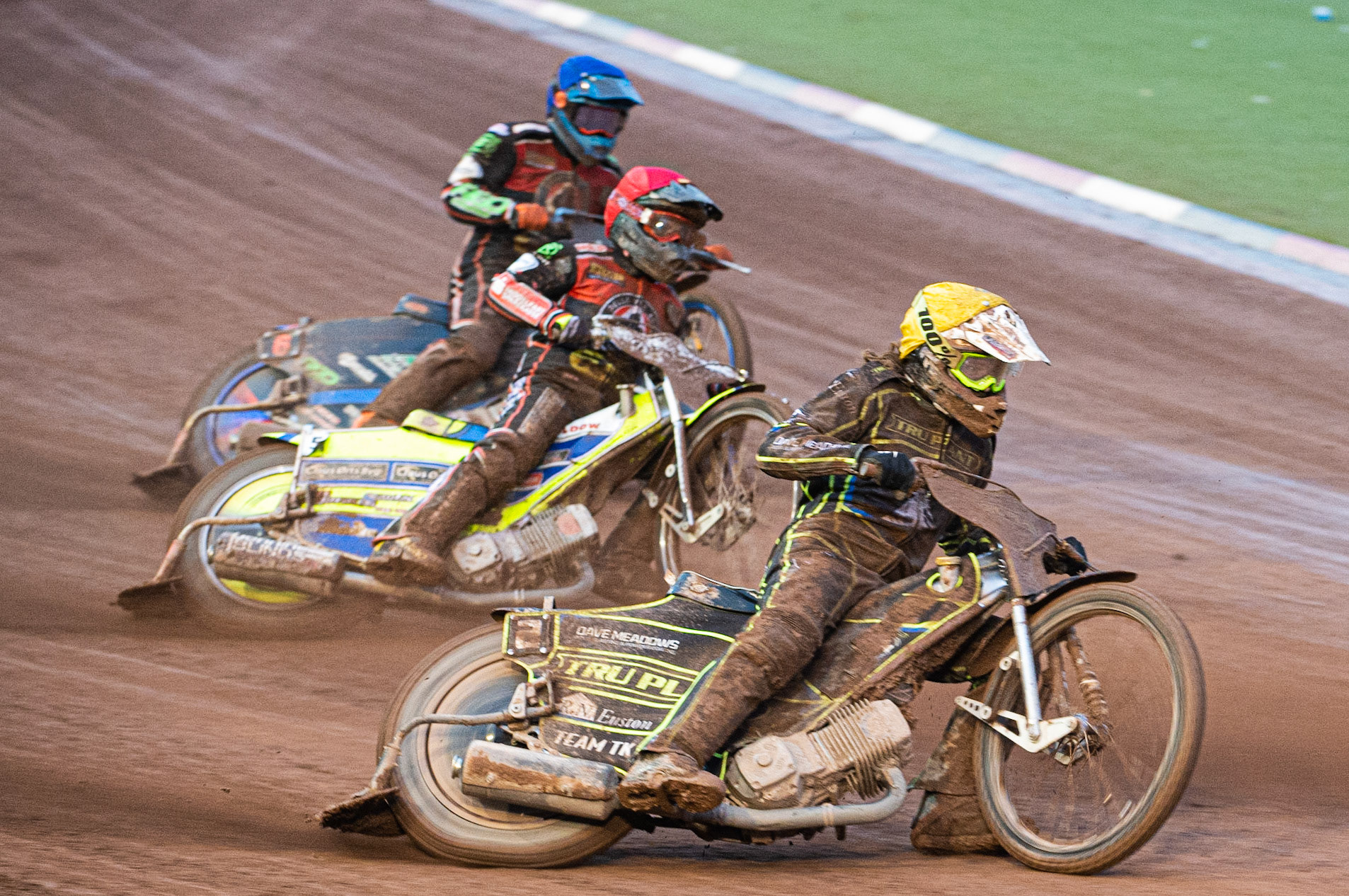 Photo by Ian Charles

Richard Lawson  (Yellow) outside Kenneth Bjerre  (Red) and Dimitri Bergé  (Blue)


Belle Vue Aces v Ipswich Witches, British Speedway Premiership, Belle Vue National Speedway Stadium, Manchester, Monday 8  July  2019