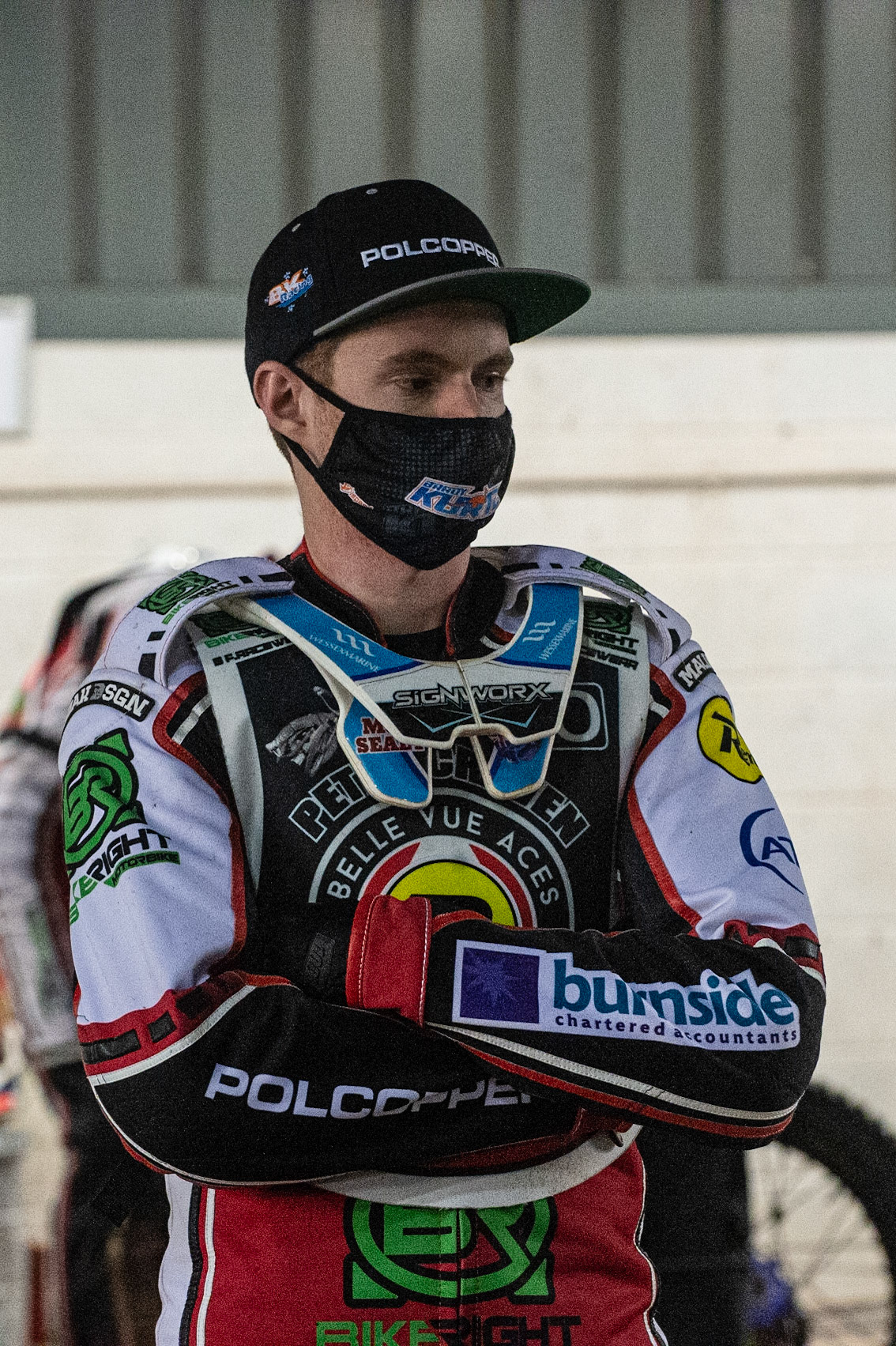 Photo: Ian CharlesBrady Kurtz waits for the finalPeter Craven Memorial Trophy, National Speedway Stadium, Manchester Thursday  22  October  2020
