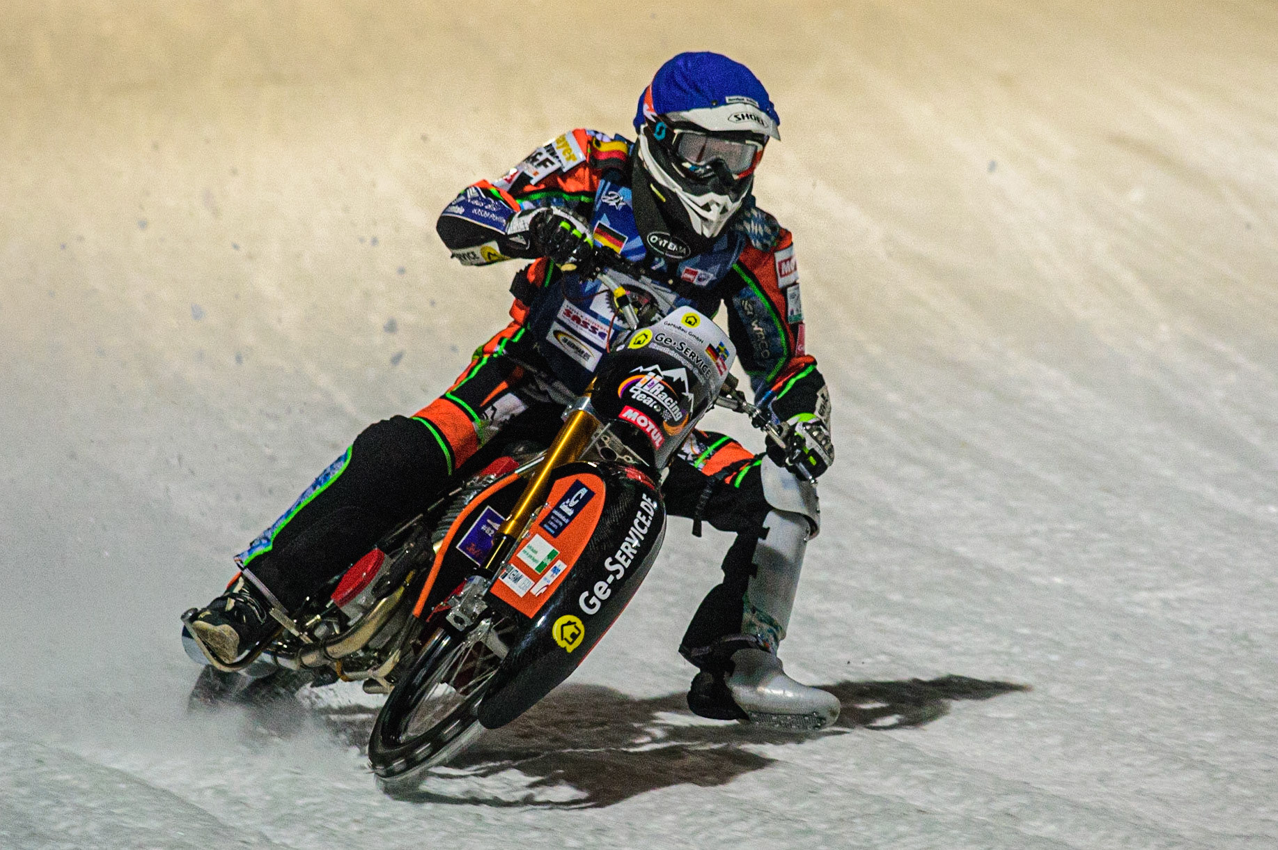 Markus Jell in action during the German Individual Ice Speedway Championship at Horst-Dohm-Eisstadion, Berlin on Friday 3rd March 2023. (Photo: Ian Charles | MI News)
