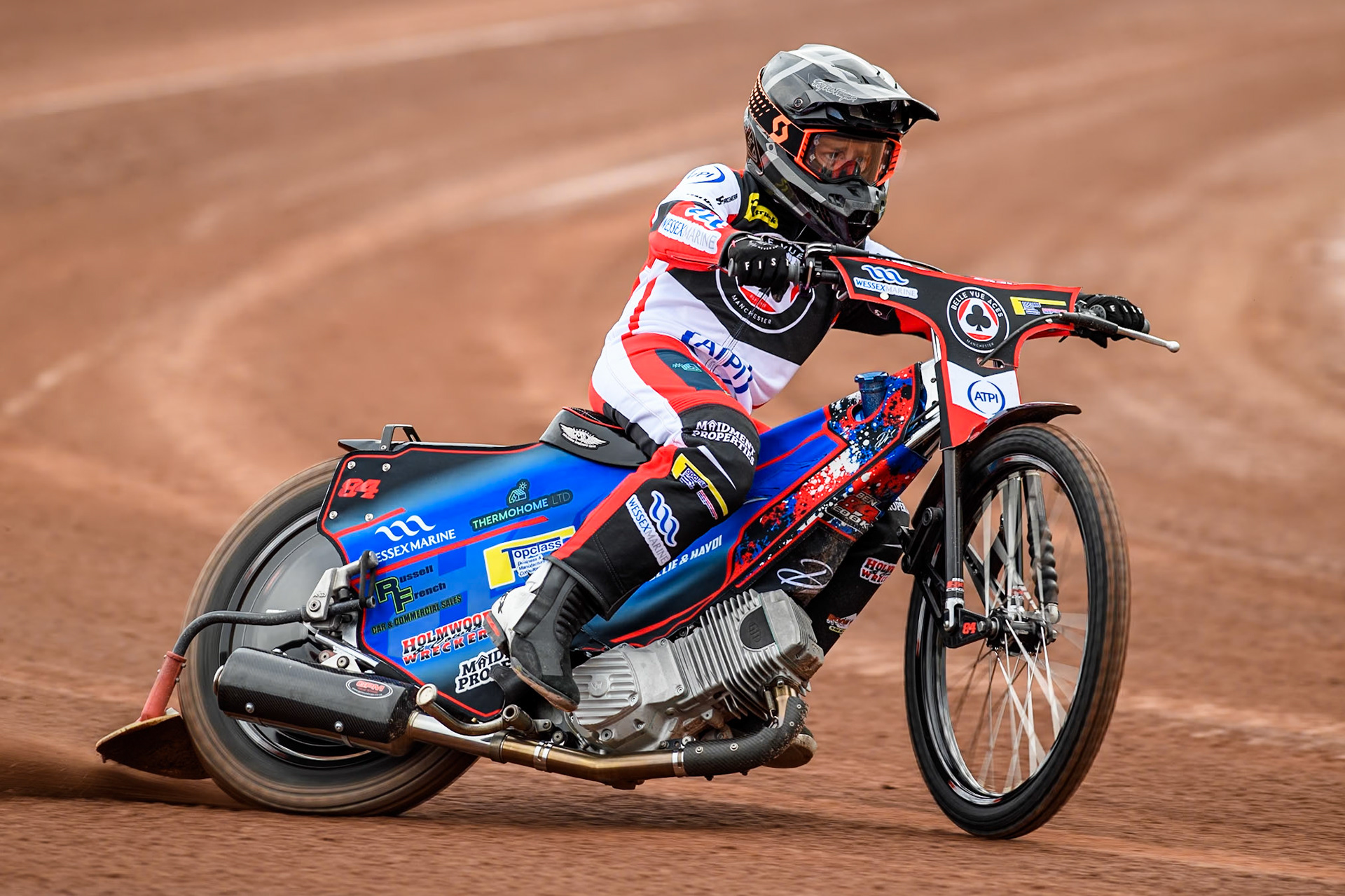 Belle Vue Aces' rider Ben Cook in action during the Belle Vue Aces Media Day at the National Speedway Stadium, Manchester on Monday 11th March 2024. (Photo: Ian Charles | MI News)