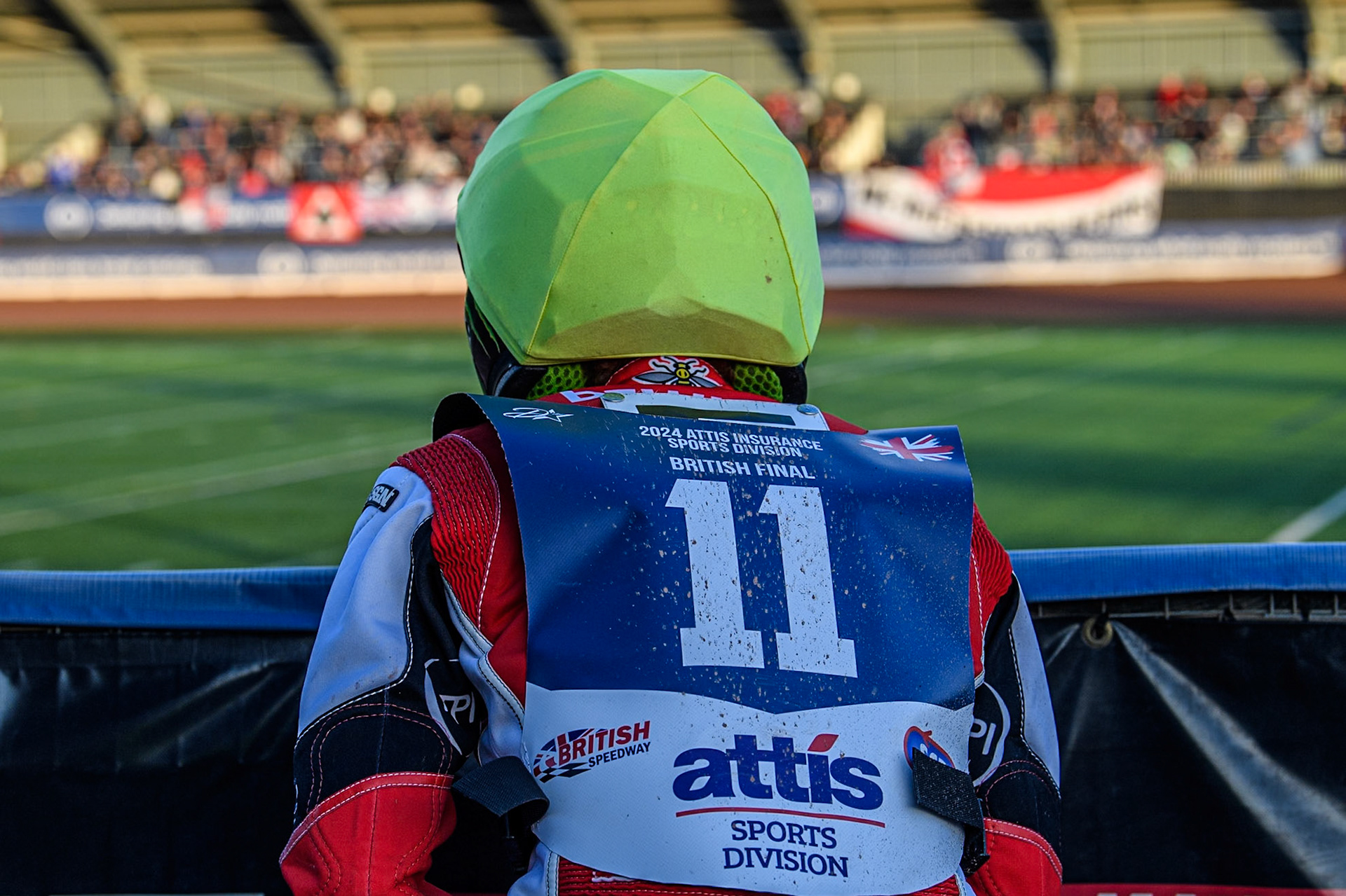 Dan Bewley watches the track prep during the Attis Insurance Sports Division British Speedway Championship Final at the National Speedway Stadium, Manchester on Saturday 8th June 2024. (Photo: Ian Charles | MI News)