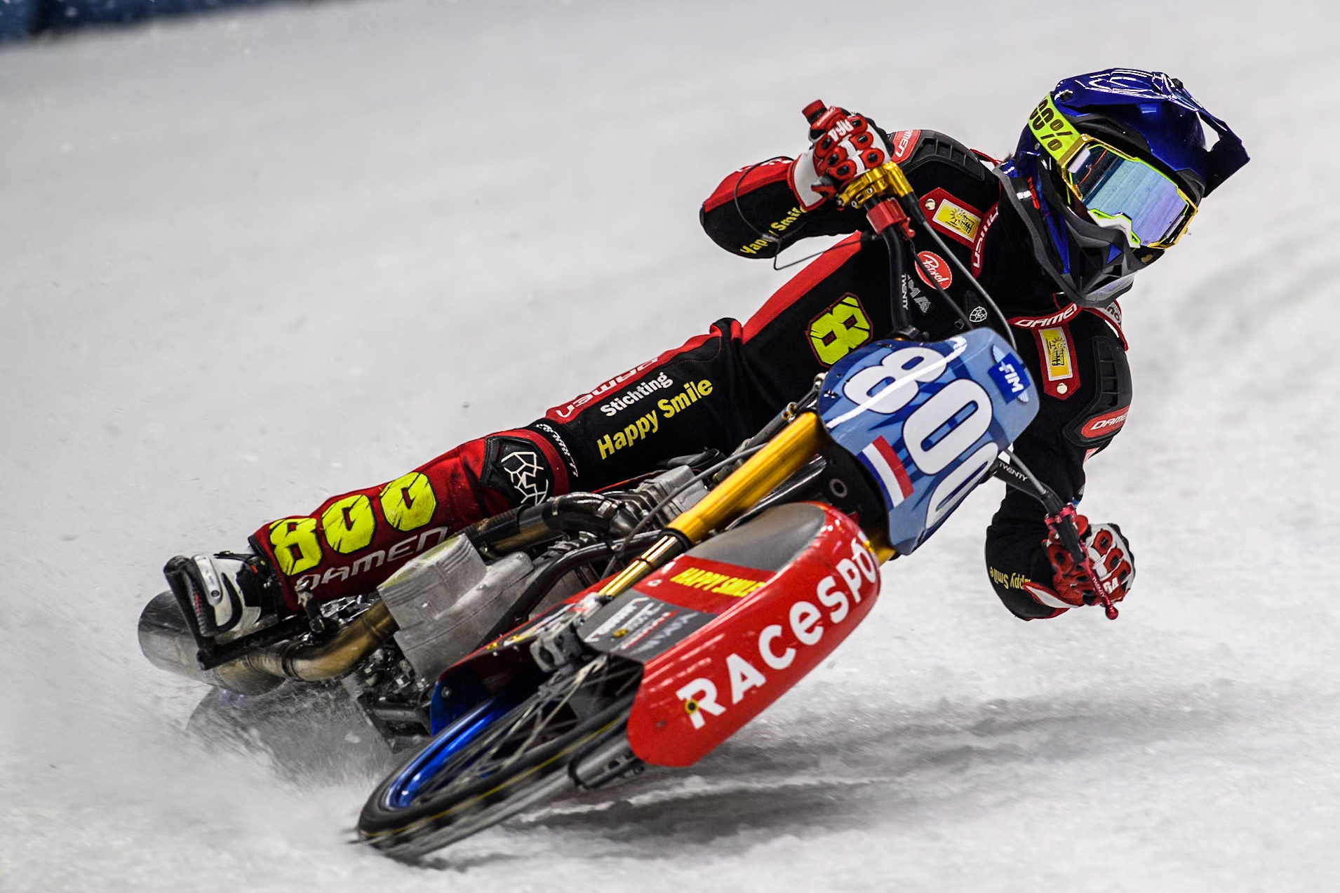 Netherlands' Jasper Iwema (800) in action during the FIM Ice Speedway Gladiators World Championship Final 2 at the Max-Aicher-Arena, Inzell on Sunday 24 March 2024. (Photo: Ian Charles | MI News)