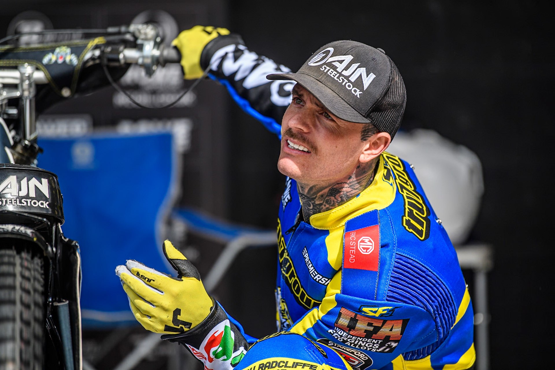 Lewis Kerr of Sheffield Tigers during the Rowe Motor Oil Premiership match between Belle Vue Aces and Sheffield Tigers at the National Speedway Stadium, Manchester on Monday 5th May 2025. (Photo: Ian Charles | MI News)