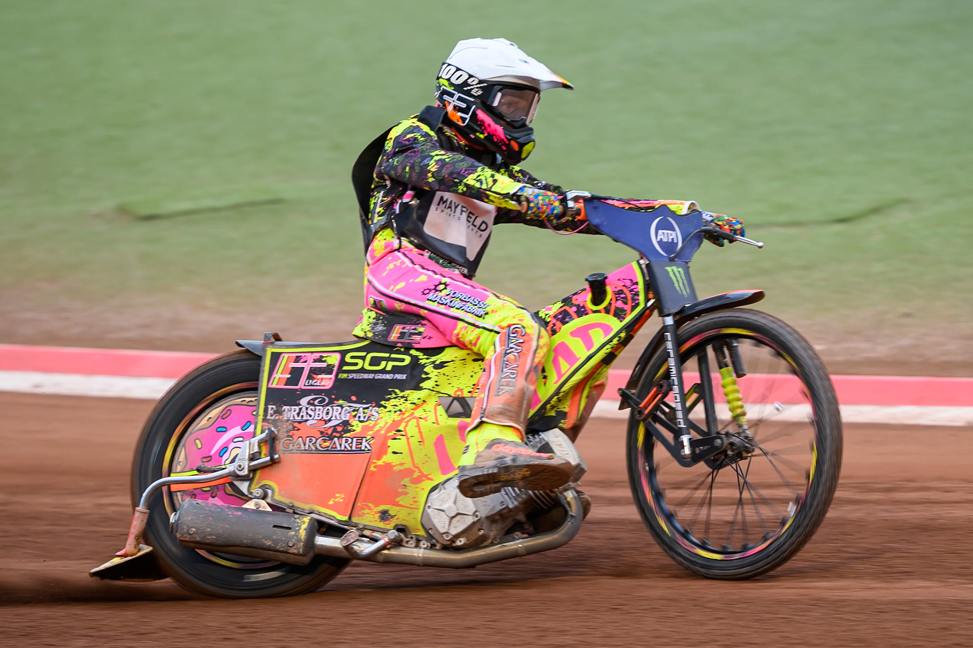 Michael Jepsen Jensen (52) of Denmark in action during the ATPI  FIM Speedway GP of Manchester at the National Speedway Stadium, Manchester on Saturday 6th June 2026. (Photo: Ian Charles | MI News)