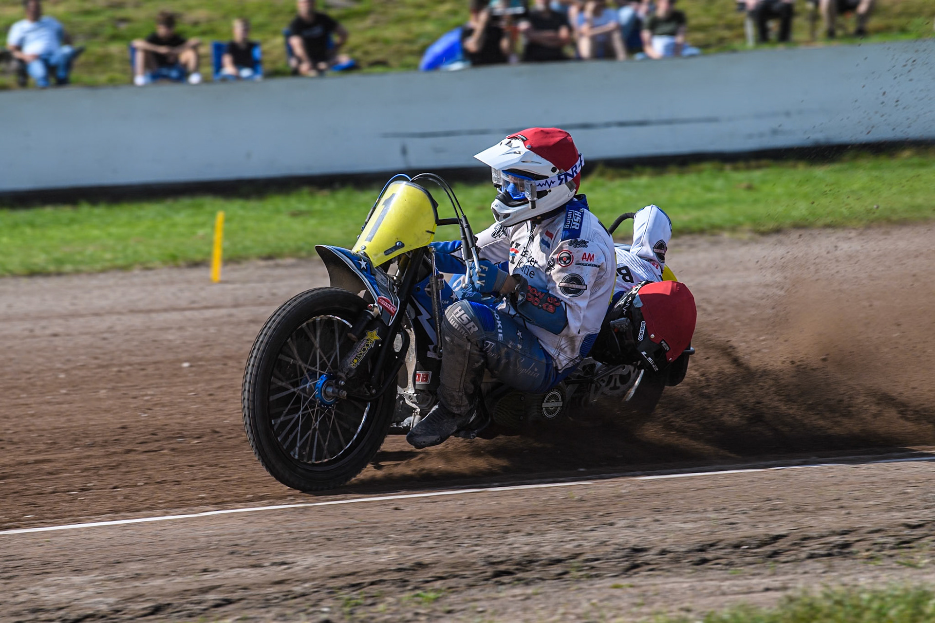 Wilfred Detz &amp; Britget Portijk (1) of The Netherlands  in action during the FIM Long Track World Championship Final 5 at the Speed Centre Roden, Roden, Netherlands on Sunday 22nd September 2024. (Photo: Ian Charles | MI News)