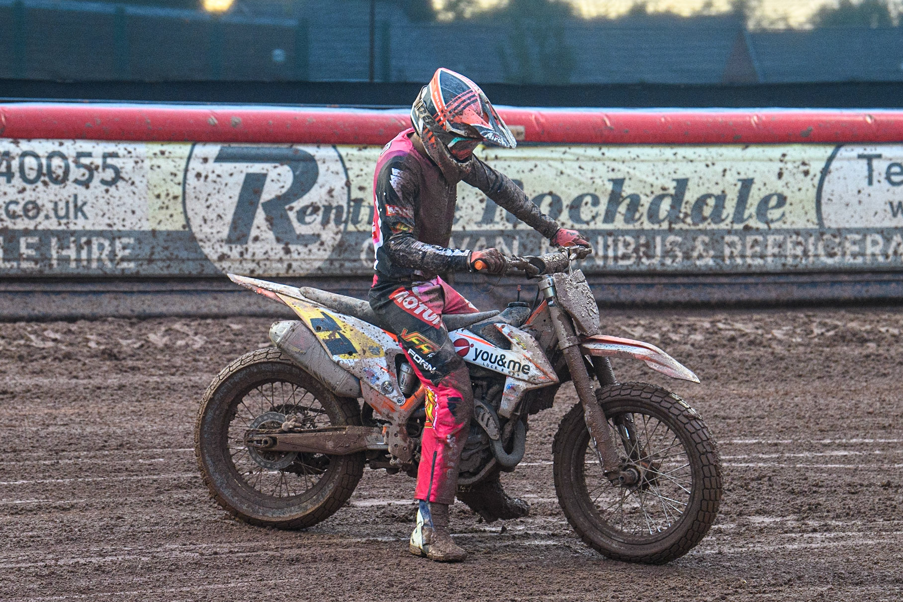 Giacomo Bossetti (11) from Italy spins out during the FIM World Flat Track Championship Round 1 at the National Speedway Stadium, Manchester on Saturday 5th August 2023. (Photo: Ian Charles | MI News)