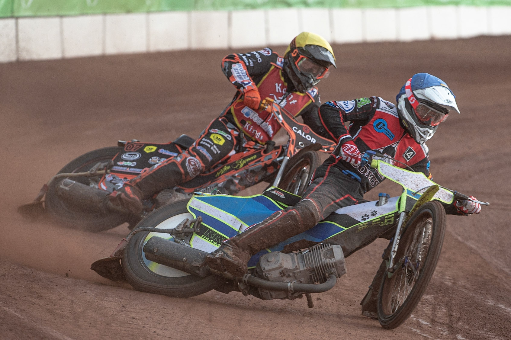 Photo: Ian Charles

Belle Vue Colts  Ben Rathbone  (Blue) leads Alex Spooner  (Yellow)

Belle Vue Colts v Kent Kings, SGB National League KO Cup Quarter Final 1st Leg, Belle Vue National Speedway Stadium, Manchester, Thursday 20  June  2019