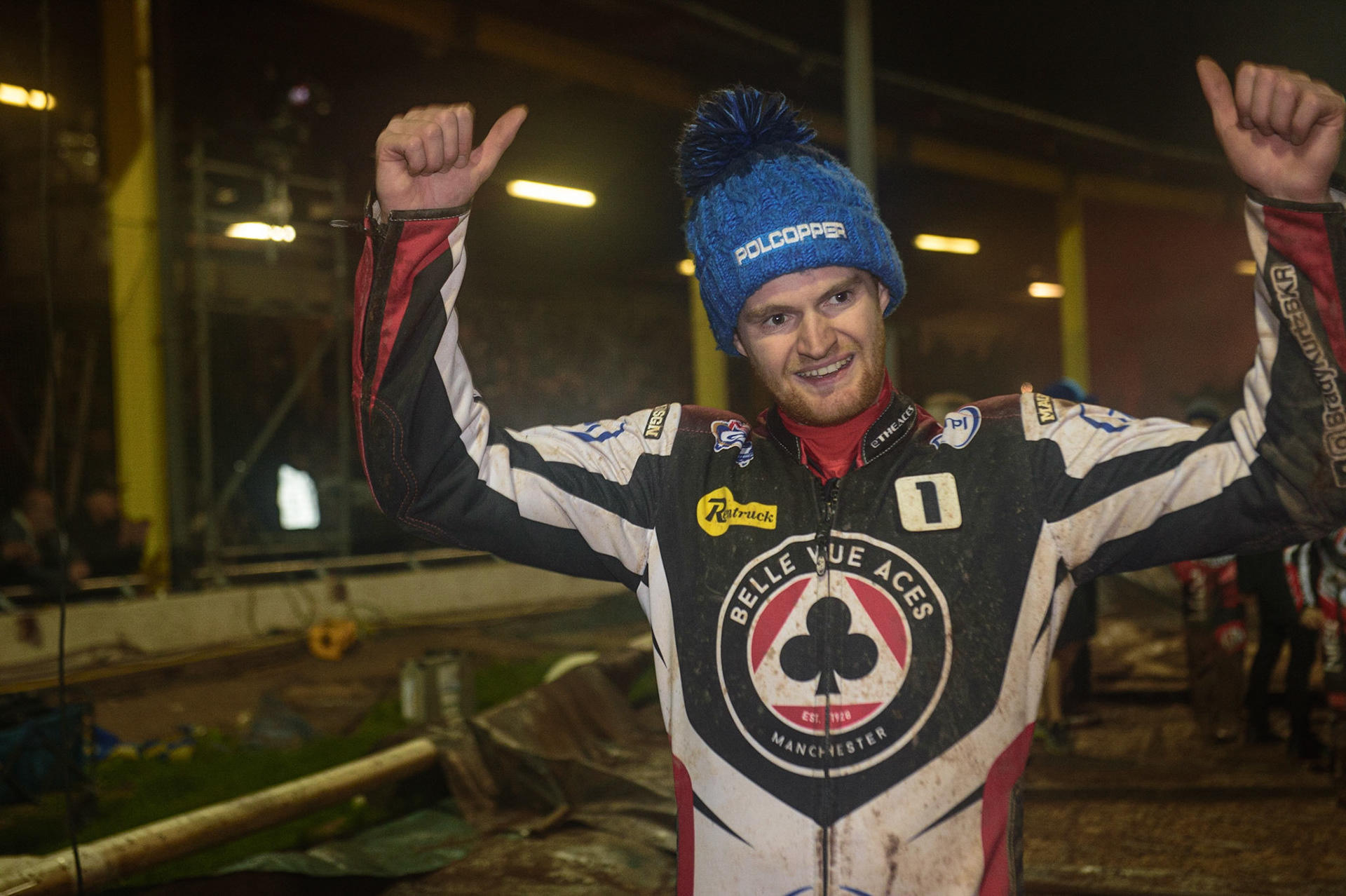 Brady Kurtz  celebrates during the SGB Premiership Grand Final 2nd Leg between Sheffield Tigers and Belle Vue Aces at Owlerton Stadium, Sheffield on Thursday 13th October 2022. (Credit: Ian Charles | MI News)