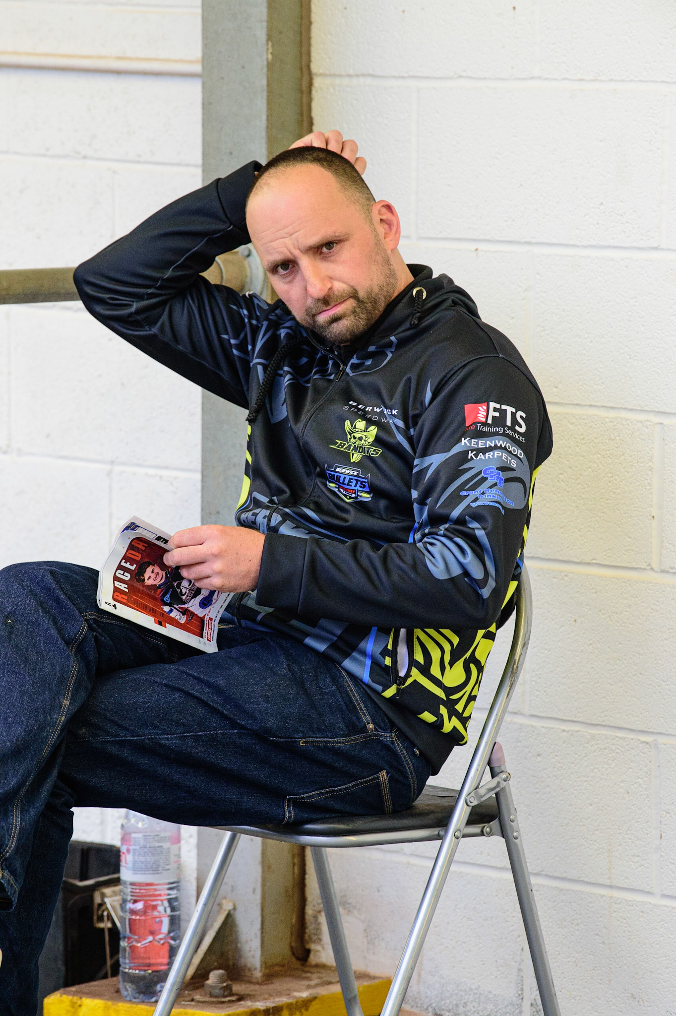 MANCHESTER, UK. JUN 24TH  Berwick Bullets Team Manager Gary Flint during the National Development League match between Belle Vue Colts and Berwick Bullets at the National Speedway Stadium, Manchester on Friday 24th June 2022. (Credit: Ian Charles | MI News)