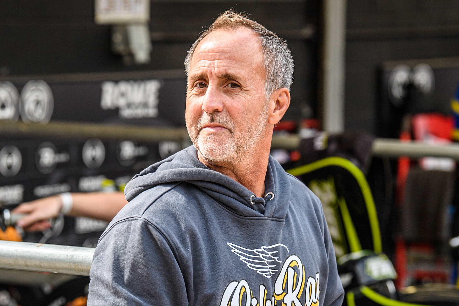 Former USA rider Ronnie Correy in the pits at the National Speedway Stadium during the Rowe Motor Oil Premiership match between Belle Vue Aces and Sheffield Tigers at the National Speedway Stadium, Manchester on Monday 26th August 2024. (Photo: Ian Charles | MI News)