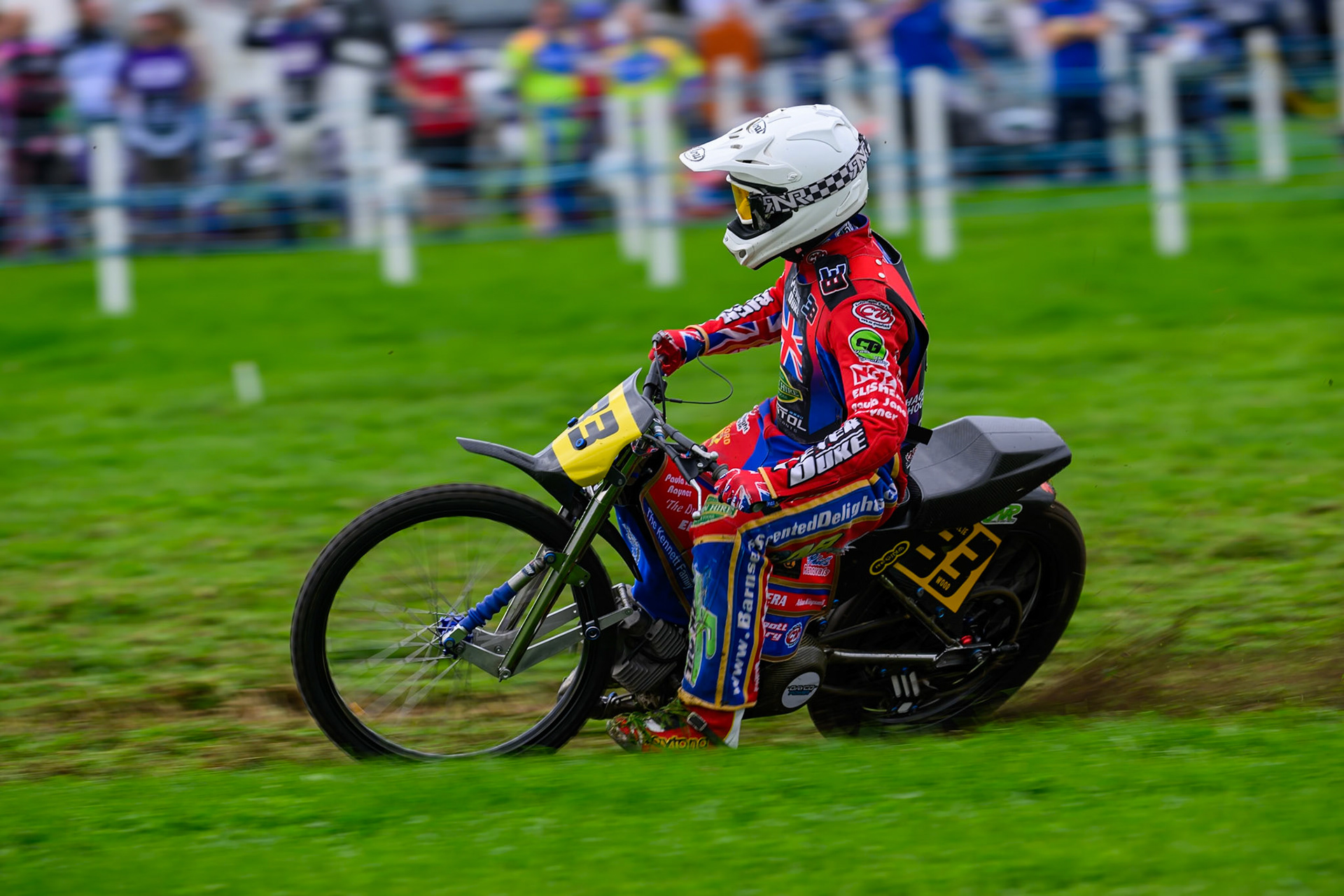 Liam Ashcroft (83) during practice for the British Masters Grasstrack Championship at Lower Marsh Farm, Much Hoole, Preston in Lancashire, England on Sunday 13th September 2026. (Photo: Ian Charles | MI News)
