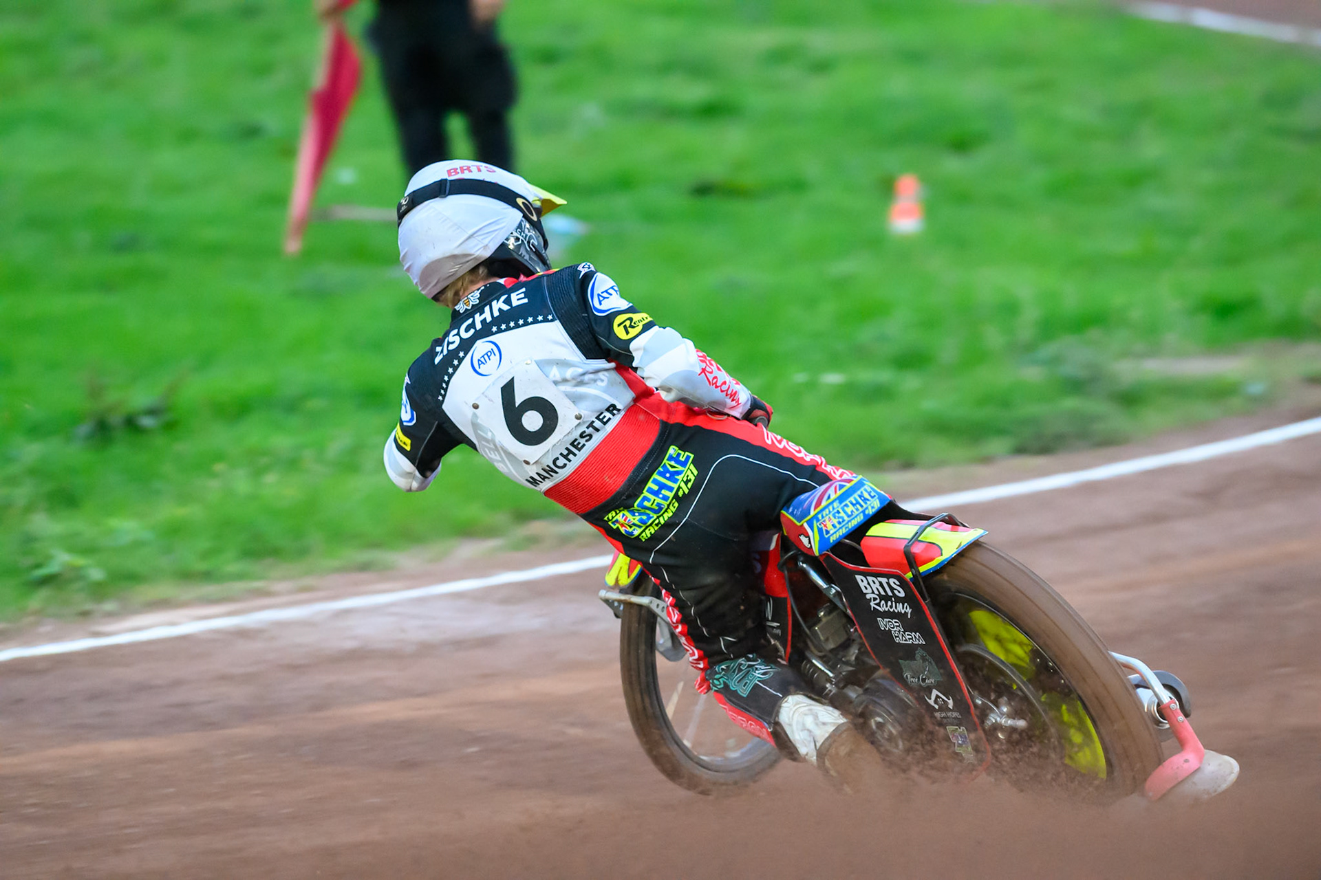 Tate Zischke of Belle Vue Aces  in action during the Rowe Motor Oil Premiership match between Leicester Lions and Belle Vue Aces at the Hydroscan Arena, Leicester on Monday 7th September 2026. (Photo: Ian Charles | MI News)