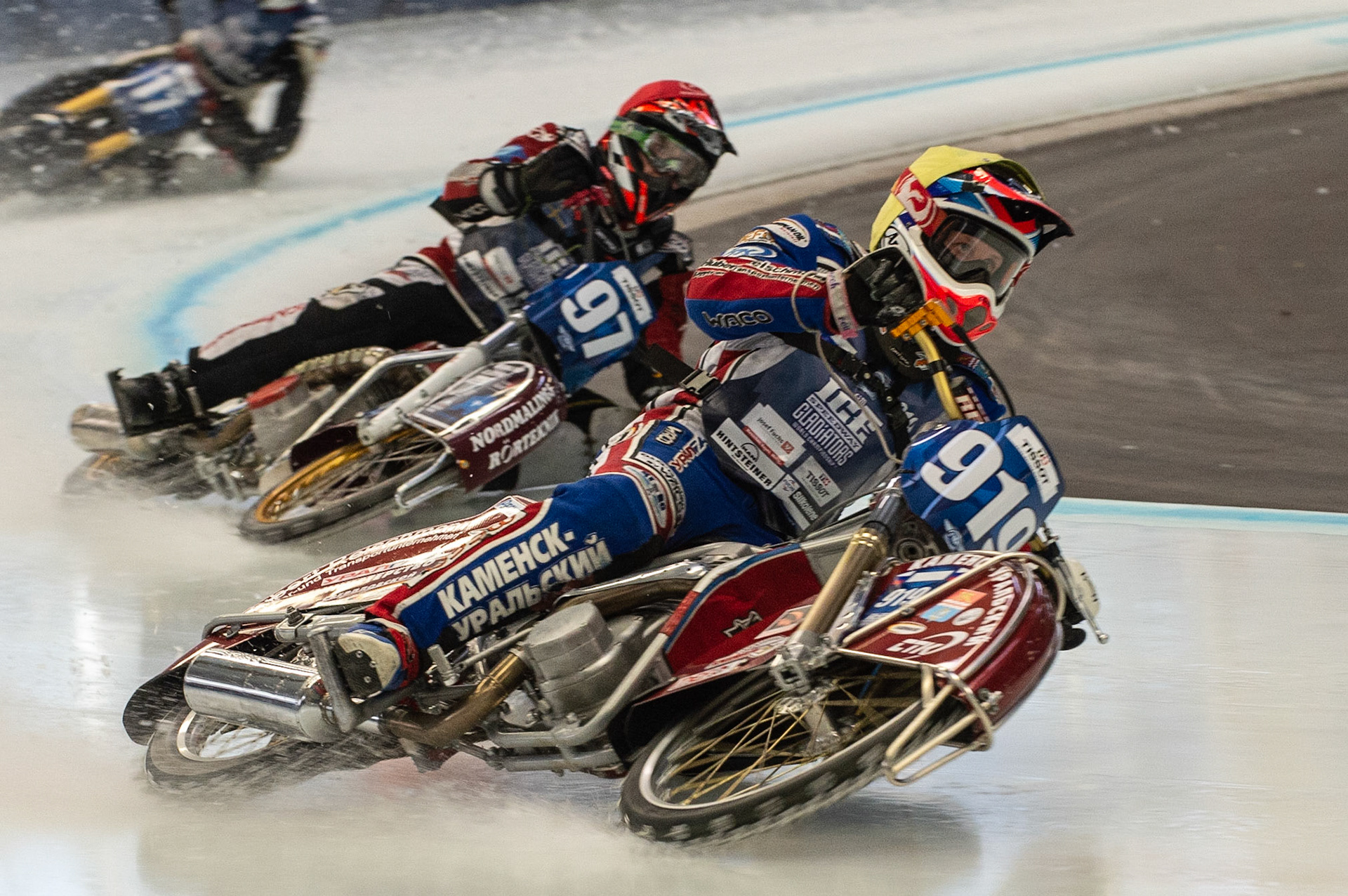 Photo: Ian Charles

Dmitri Khomitsevich (919) leads Ove Ledström (97) 

FIM Ice Speedway Gladiators World Championship, Event 4.2, Max-Aicher-Arena, Inzell, Germany, Sunday 17 March 2019