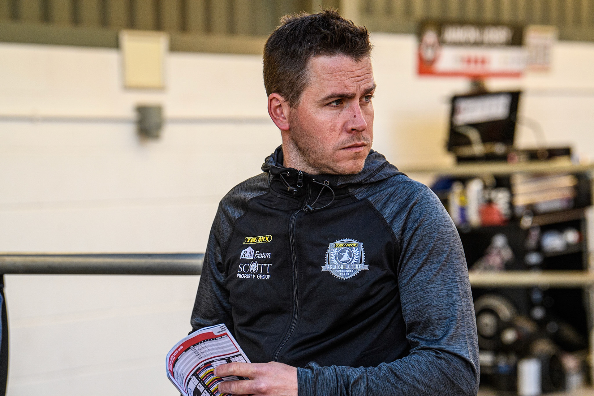 Ipswich TruMix Witches Team Manager Ritchie Hawkins  during the Sports Insure Premiership match between Belle Vue Aces and Ipswich Witches at the National Speedway Stadium, Manchester on Monday 5th June 2023. (Photo: Ian Charles | MI News)