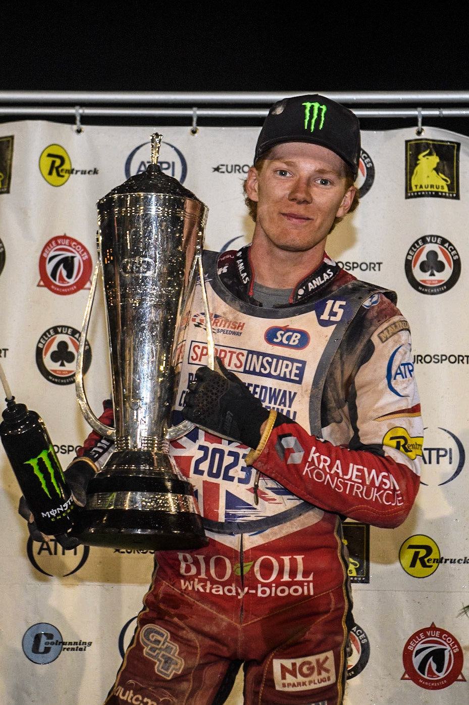 British Champion - Dan Bewley during the Sports Insure British Speedway Final at the National Speedway Stadium, Manchester on Monday 14th August 2023. (Photo: Ian Charles | MI News)