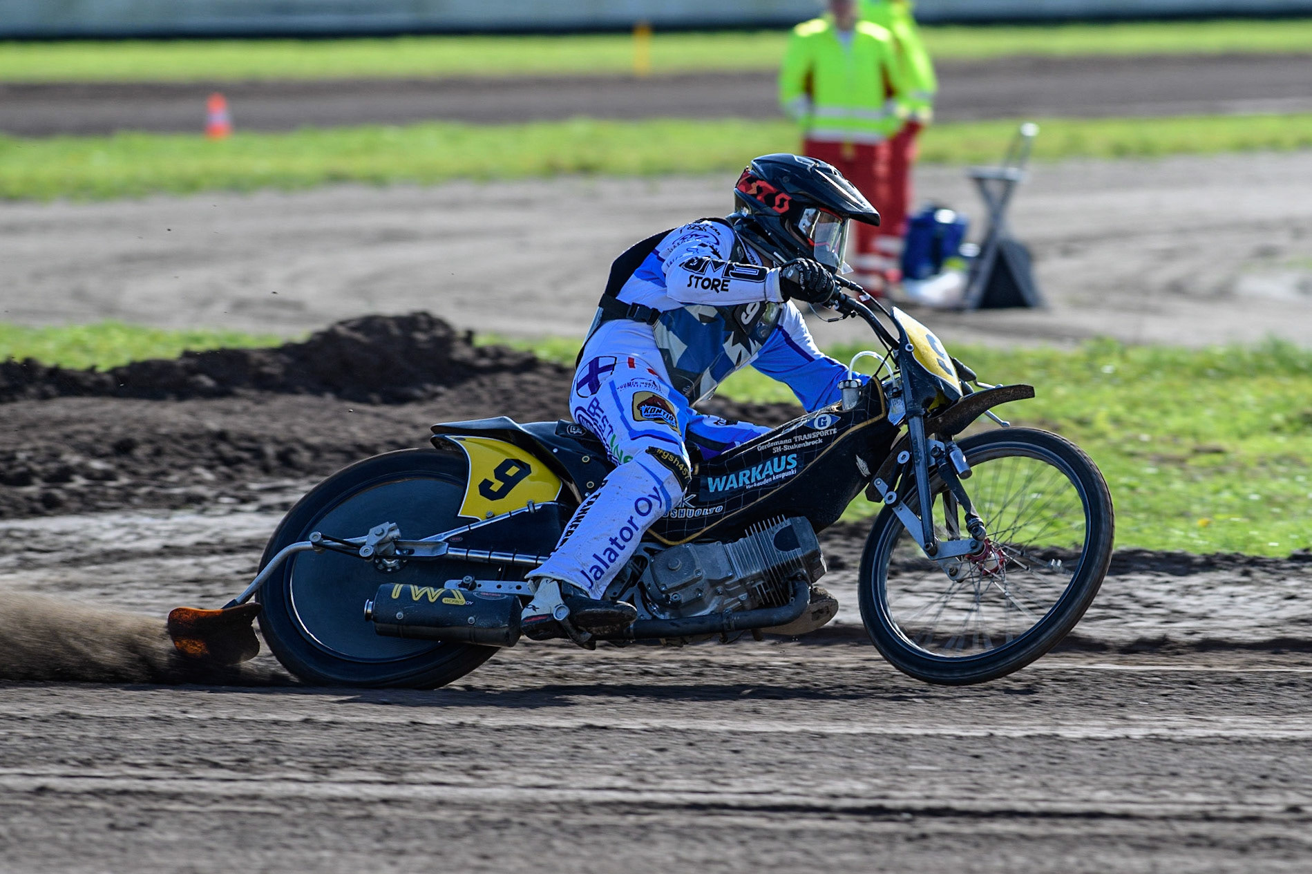 Jesse Mustonen Finland practices  during the FIM Long Track Of Nations event at the Speed Centre Roden on Sunday 24th September 2023. (Photo: Ian Charles | MI News)