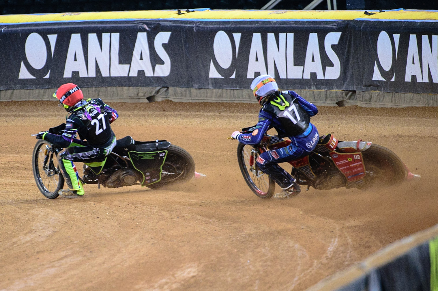 Tom Brennan (Great Britain)  (Red) leads Drew Kemp (Great Britain)  (White) during the FIM  Speedway Grand Prix  2 of Great Britain at the Principality Stadium, Cardiff on Sunday 14th August 2022. (Credit: Ian Charles | MI News)