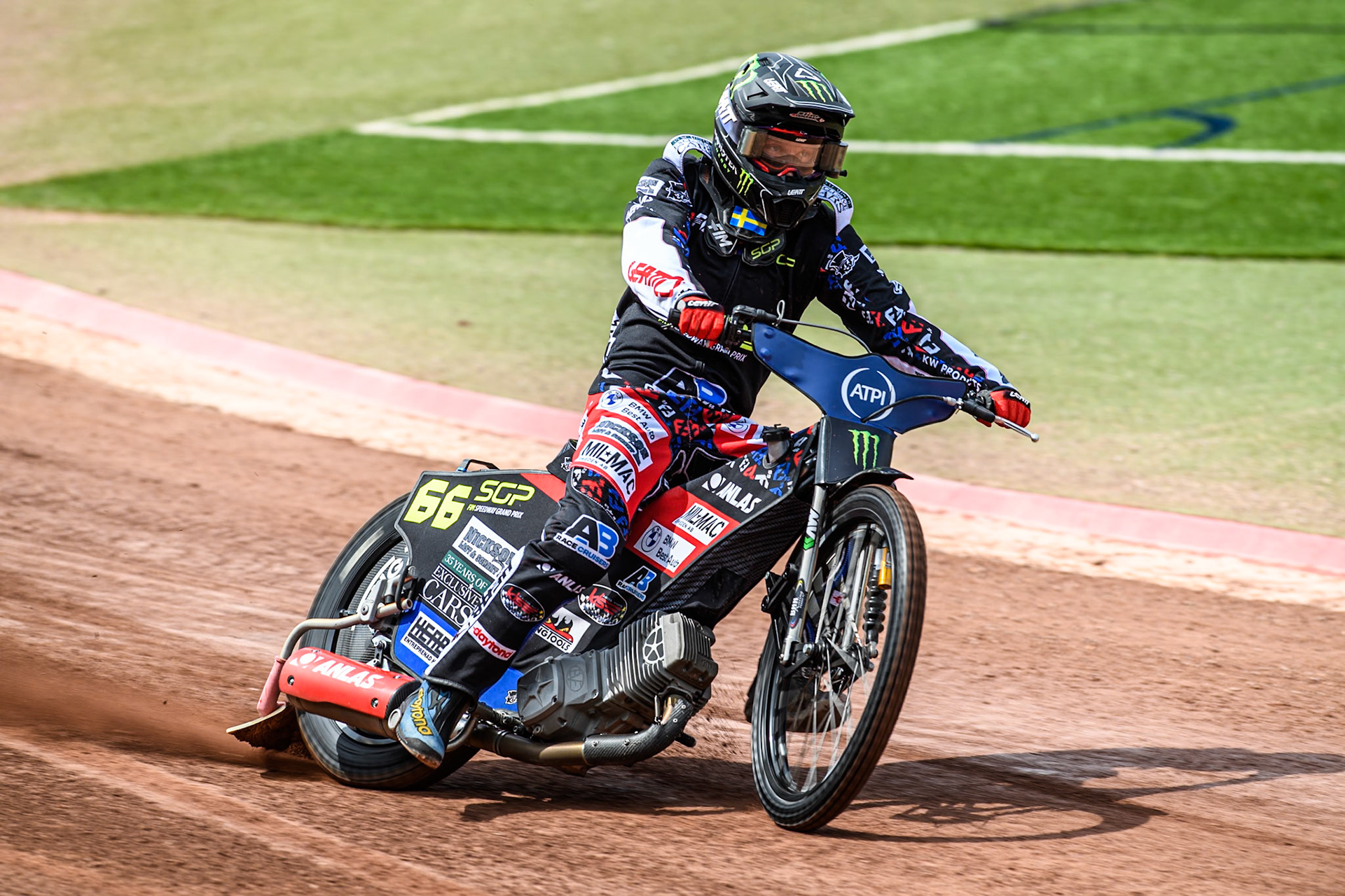 Fredrik Lindgren (66) of Sweden in practice during the ATPI FIM Speedway Grand Prix Round 4 at the National Speedway Stadium, Manchester, on Friday 6th June 2025. (Photo: Ian Charles | MI News)