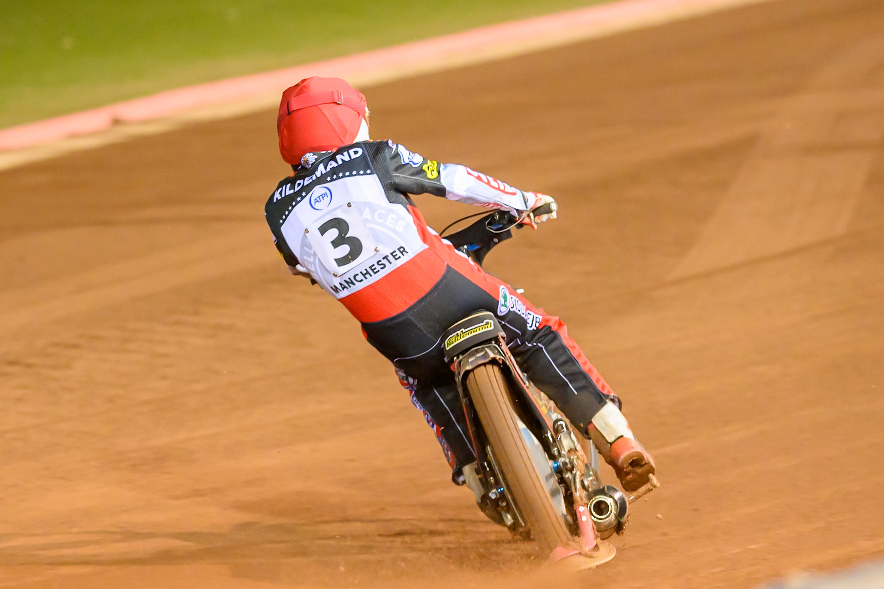 Peter Kildemand of Belle Vue Aces in action during the Rowe Motor Oil Premiership Play Off Semi Final 2nd leg match between Belle Vue Aces and Ipswich Witches at the National Speedway Stadium, Manchester on Monday 28th September 2026. (Photo: Ian Charles | MI News)