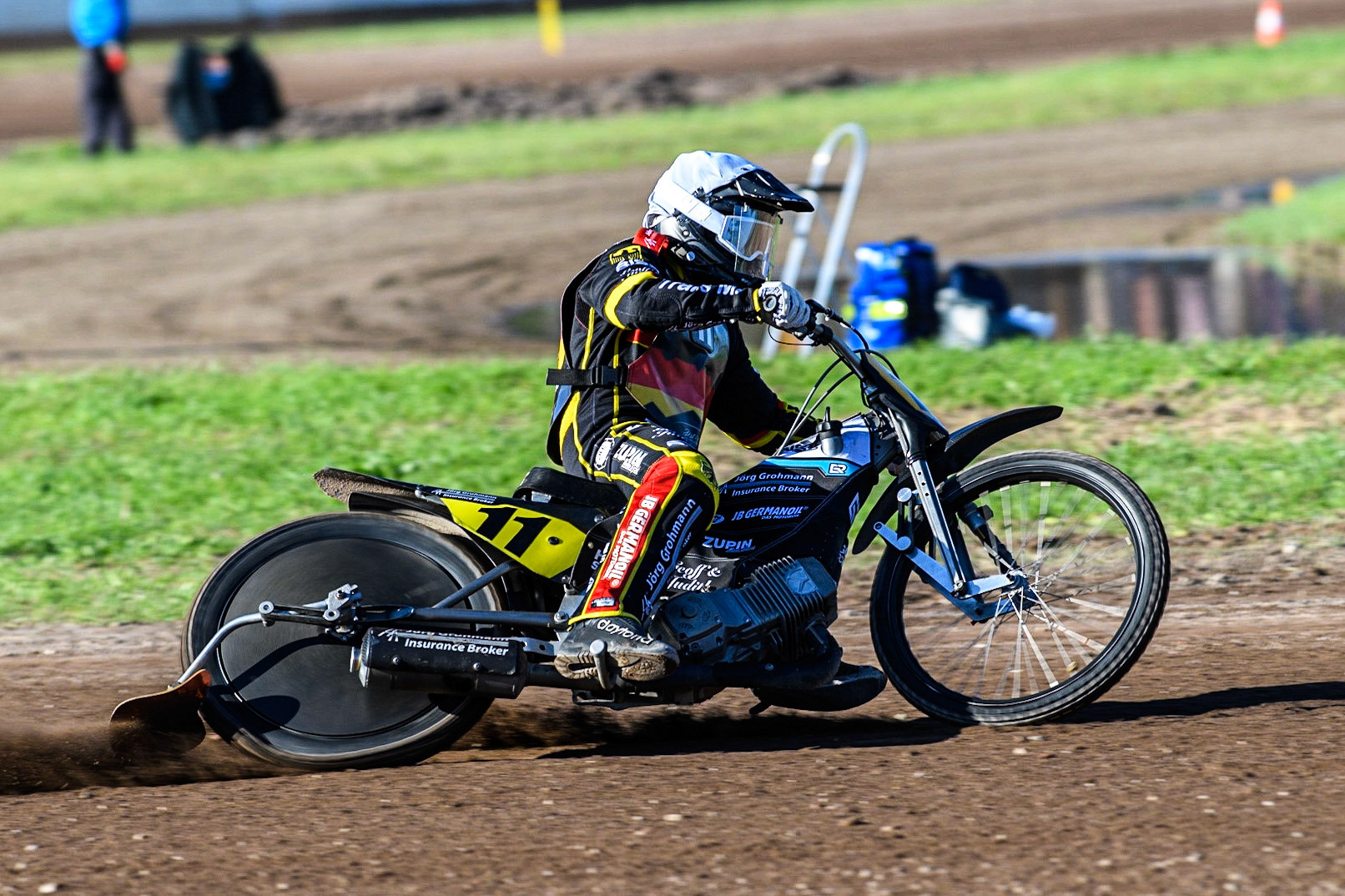 German top scorer Erik Riss in action during the FIM Long Track Of Nations event at the Speed Centre Roden on Sunday 24th September 2023. (Photo: Ian Charles | MI News)