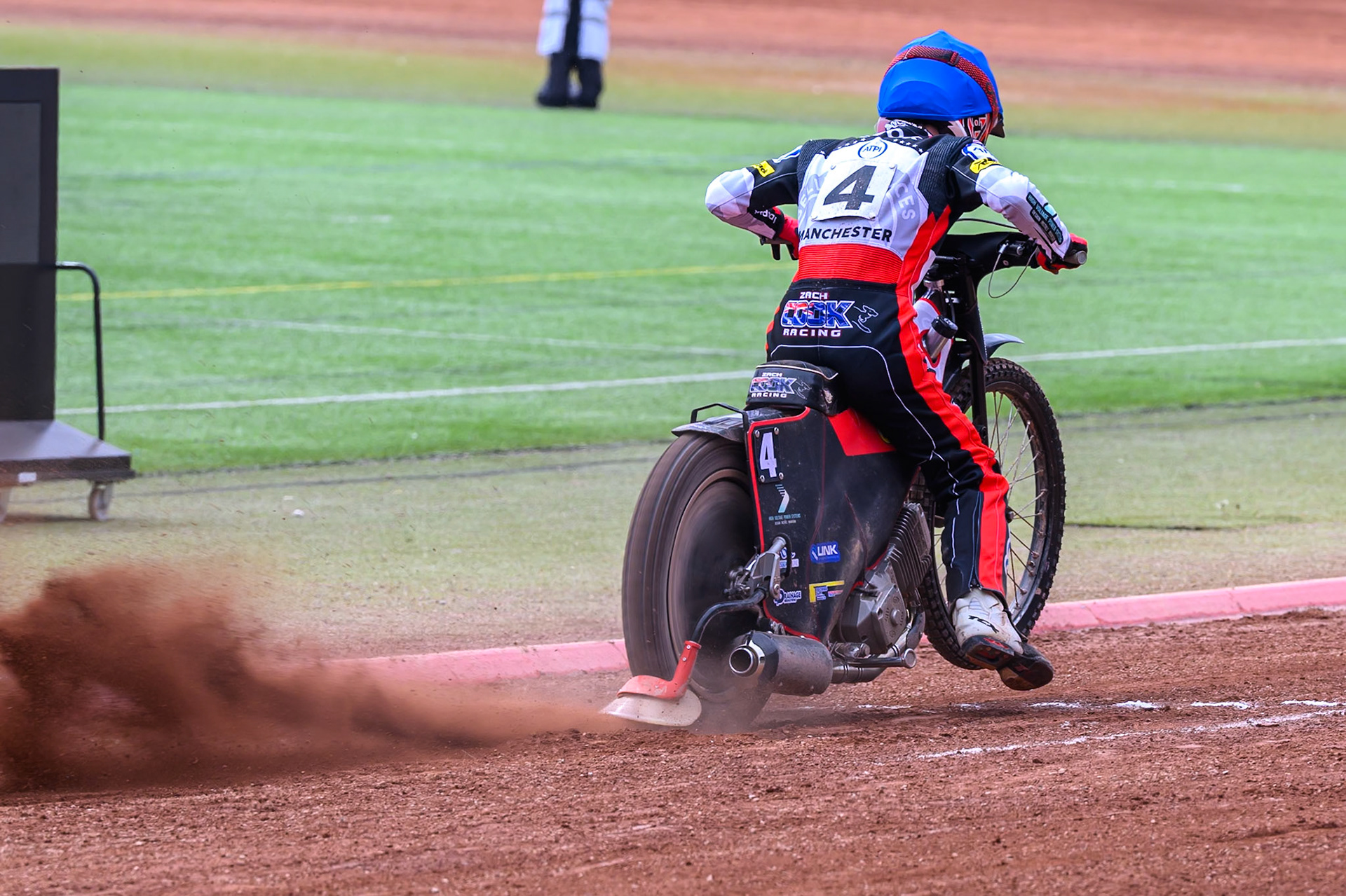 Zach Cook of Belle Vue Aces leaves the start during the Rowe Motor Oil Premiership match between Belle Vue Aces and Northampton Foxes at the National Speedway Stadium, Manchester on Monday 4th May 2026. (Photo: Ian Charles | MI News)